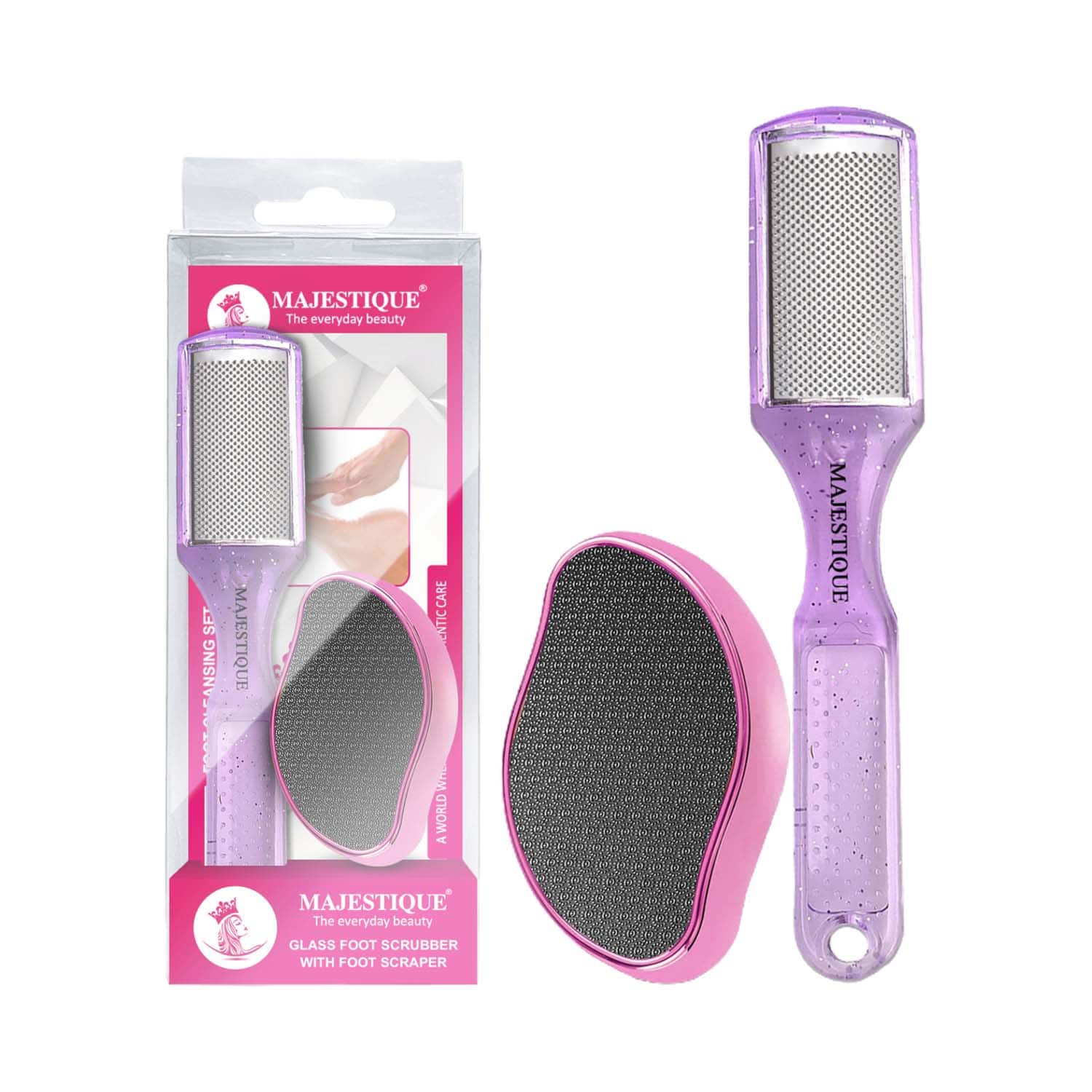 Majestique | Majestique Glass Foot Scrubber and Foot Scraper Comfortable Foot Care Tools (2 pcs)