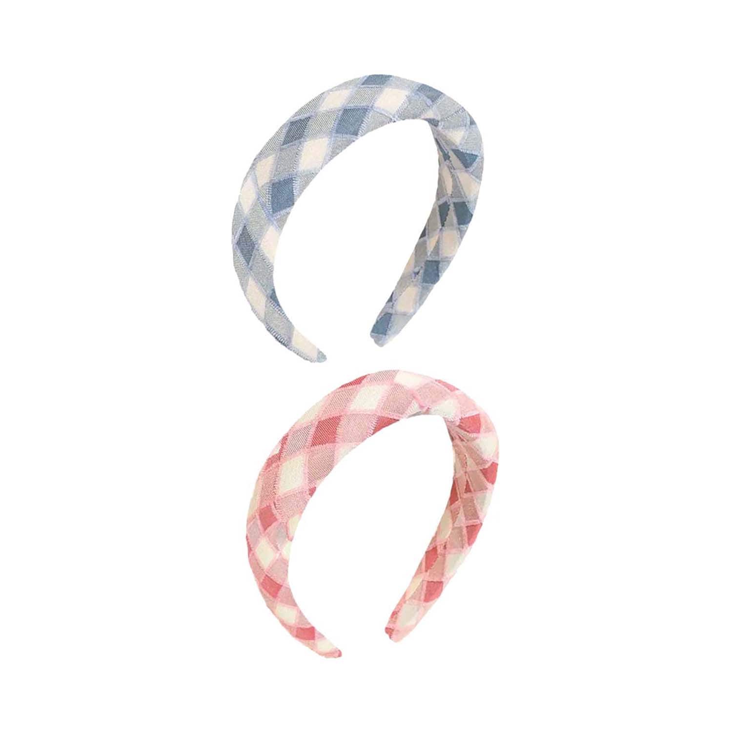 Majestique | Majestique Padded & Wide Puffy Sponge Check Printed Vintage Headband (2 pcs)