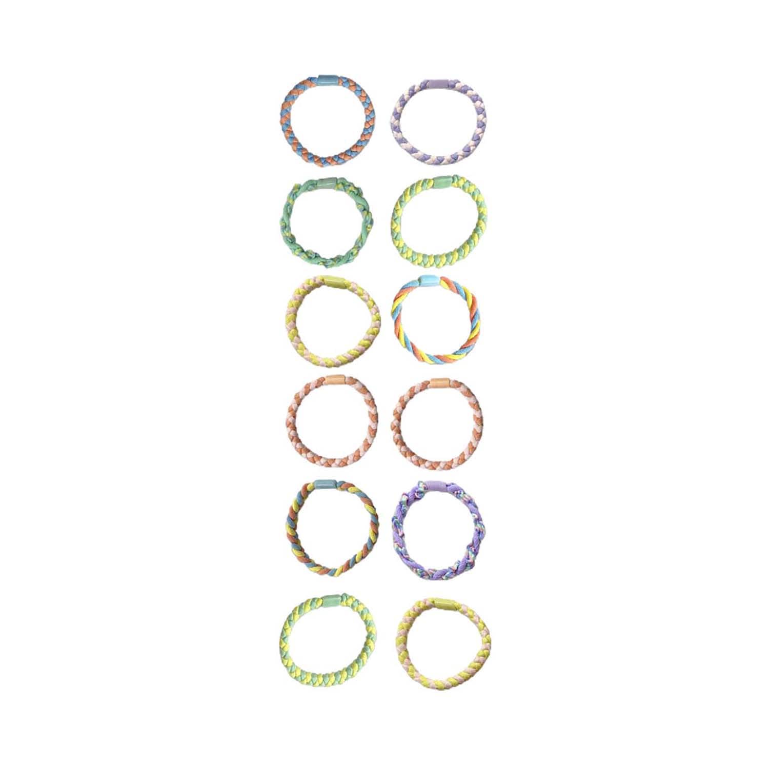 Majestique | Majestique Printed Stretchable Braided Hair Tie Rubber Bands Ponytail Holder Scrunchies (12 pcs)