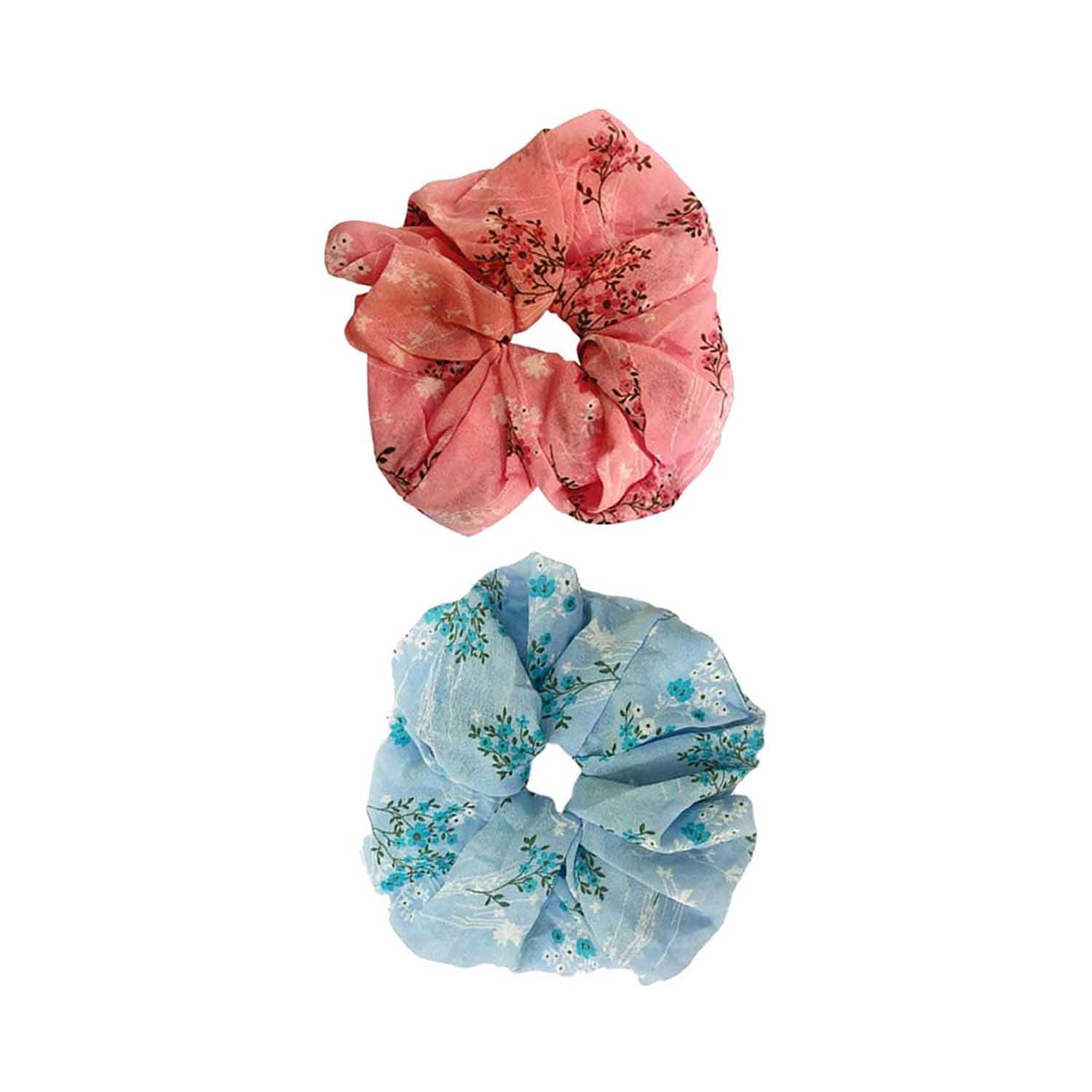 Majestique | Majestique Georgette Hair Ties Scrunchies Elastics Leaf Print Bands (2 pcs)