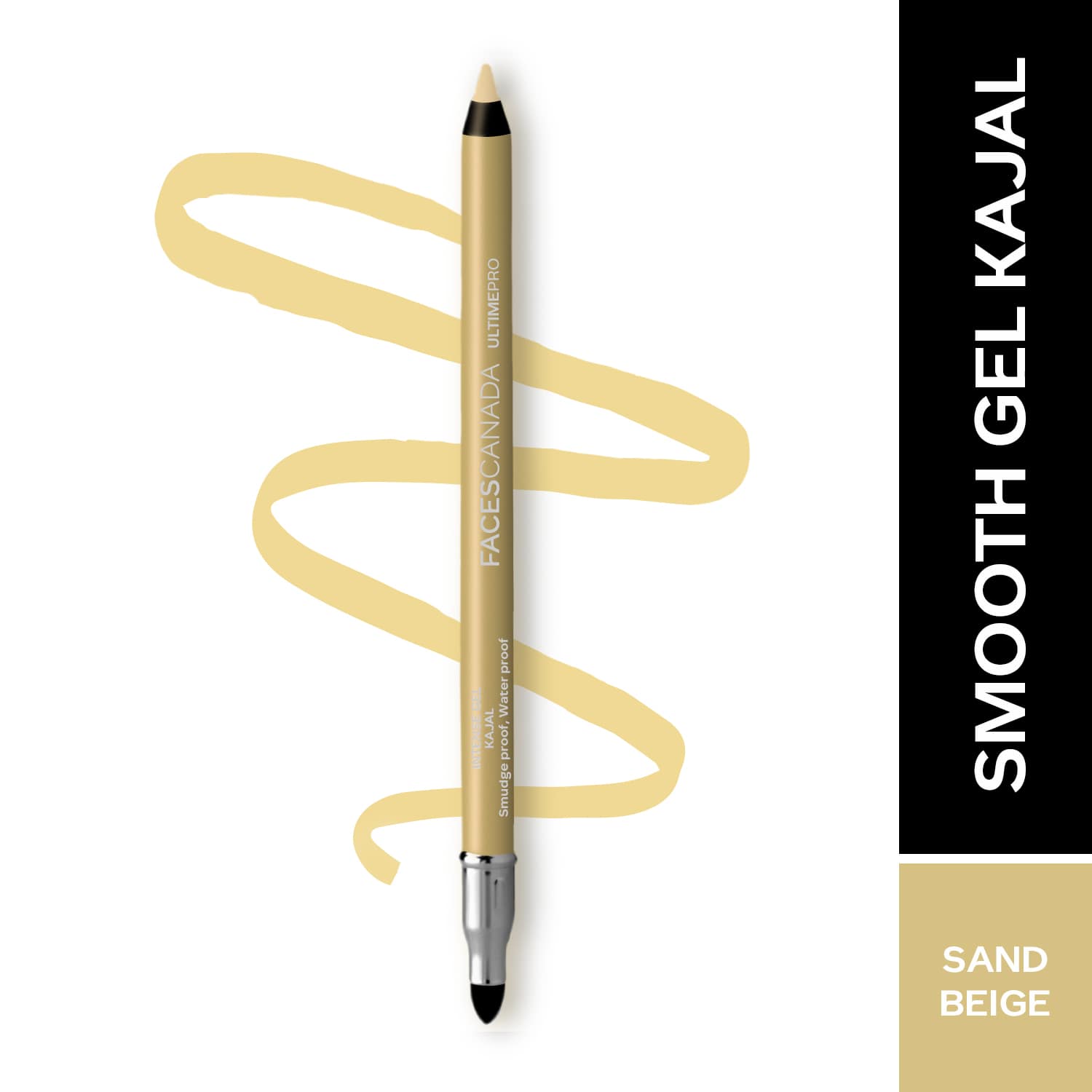 Faces Canada | Faces Canada Ultime Pro Intense Gel Kajal With Smudger & Sharpener 24HR Long - Sand Beige (1.2 g)