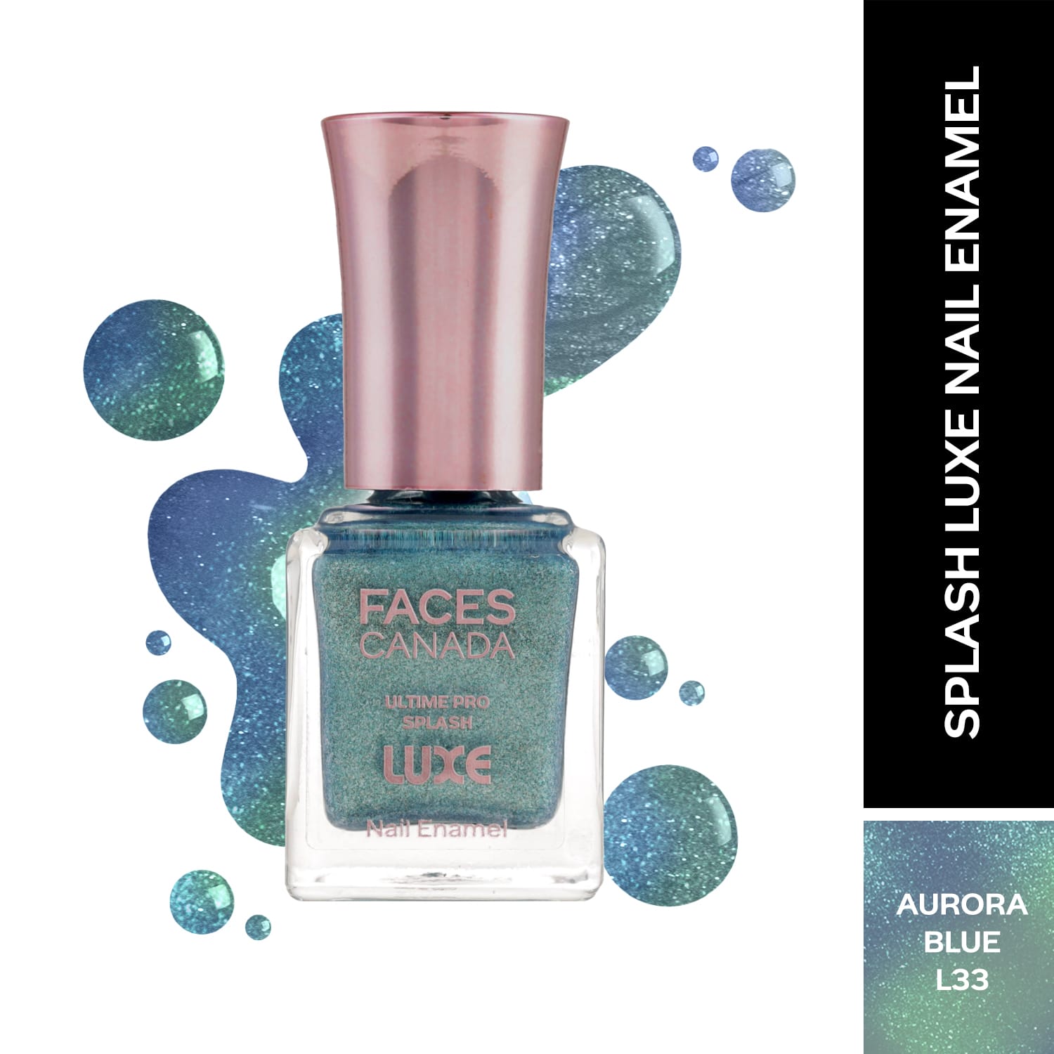 Faces Canada | Faces Canada Ultime Pro Splash Luxe Nail Enamel Glossy Finish Quick Drying - Aurora Blue L33 (12 ml)