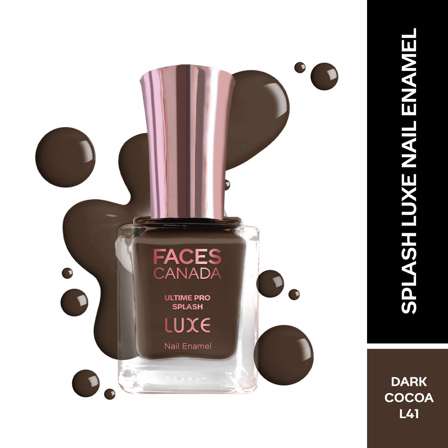 Faces Canada | Faces Canada Ultime Pro Splash Luxe Nail Enamel Glossy Finish Quick Drying - Dark Cocoa L41 (12 ml)