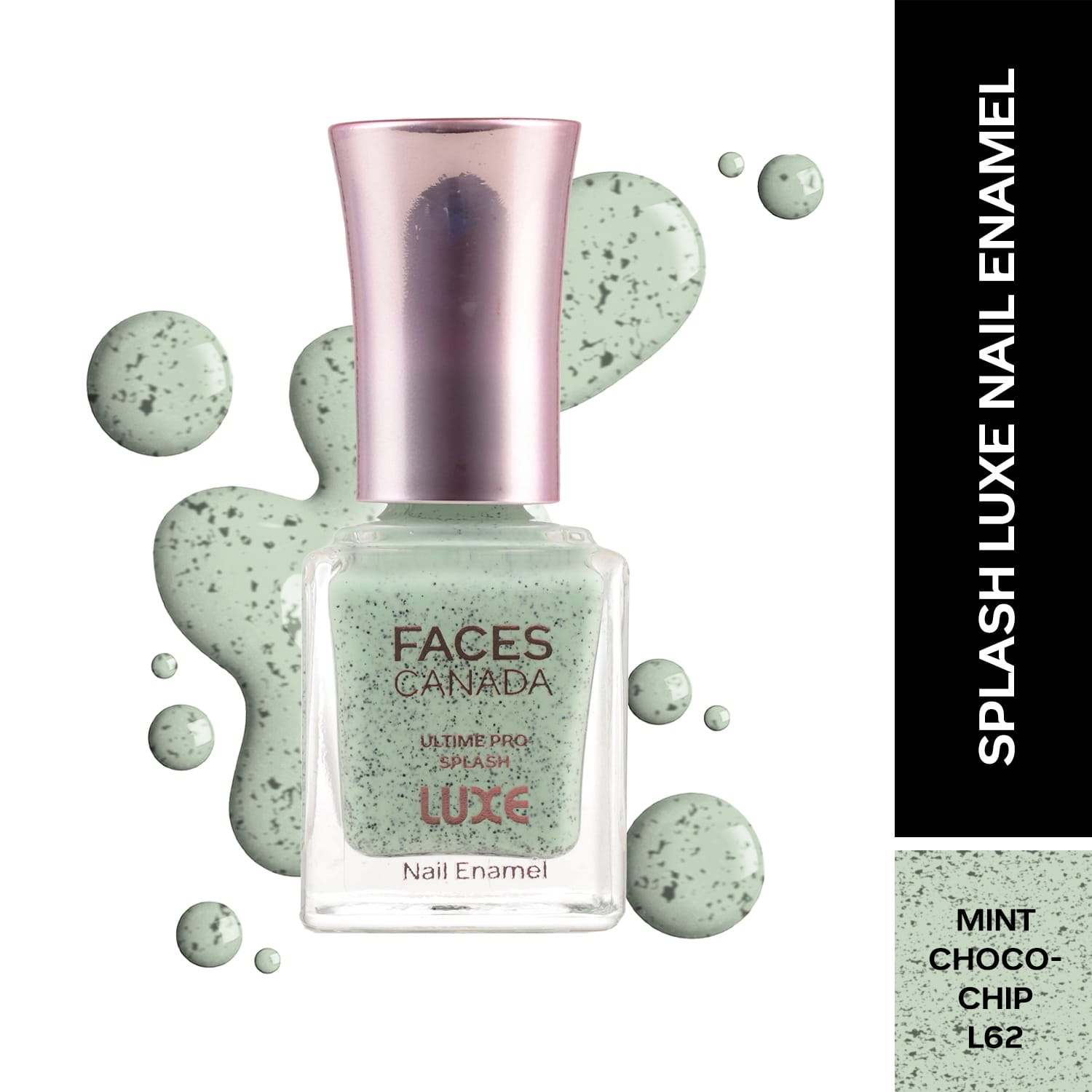 Faces Canada | Faces Canada Ultime Pro Splash Luxe Nail Enamel Glossy Finish - Mint Chocochip L62 (12 ml)