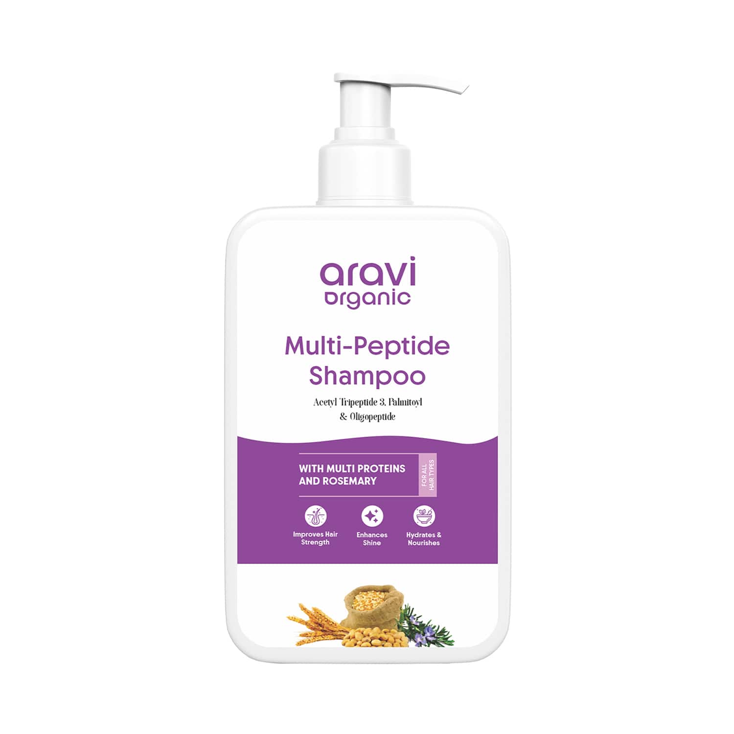 Aravi Organic | Aravi Organic Multi Peptide Hairfall Shampoo - Acetyl Tripeptide 3, Oligopeptide & Rosemary (200 ml)
