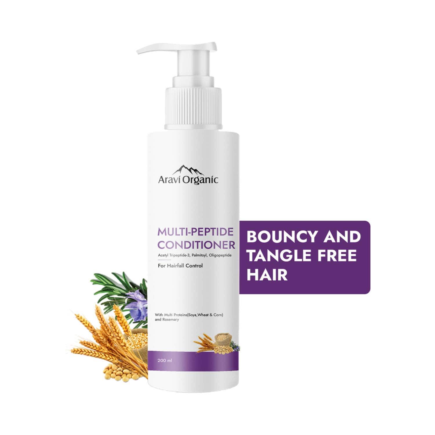 Aravi Organic | Aravi Organic Multi Peptide Hairfall Conditioner - Acetyl Tripeptide 3 & Rosemary (200 ml)