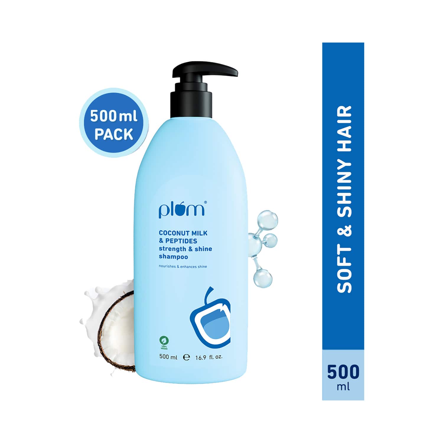 Plum | Plum Coconut Shampoo for Dull Hair Coconut Milk and Peptides for Soft & Silky Hair (500 ml)
