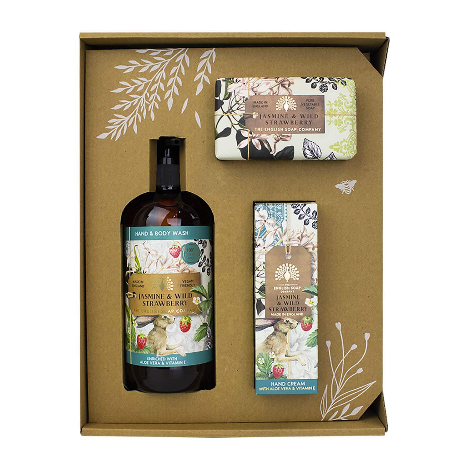 The English Soap Company | The English Soap Company - Anniversary Jasmine & Wild Strawberry Hand & Body Gift Set (3 Pcs)