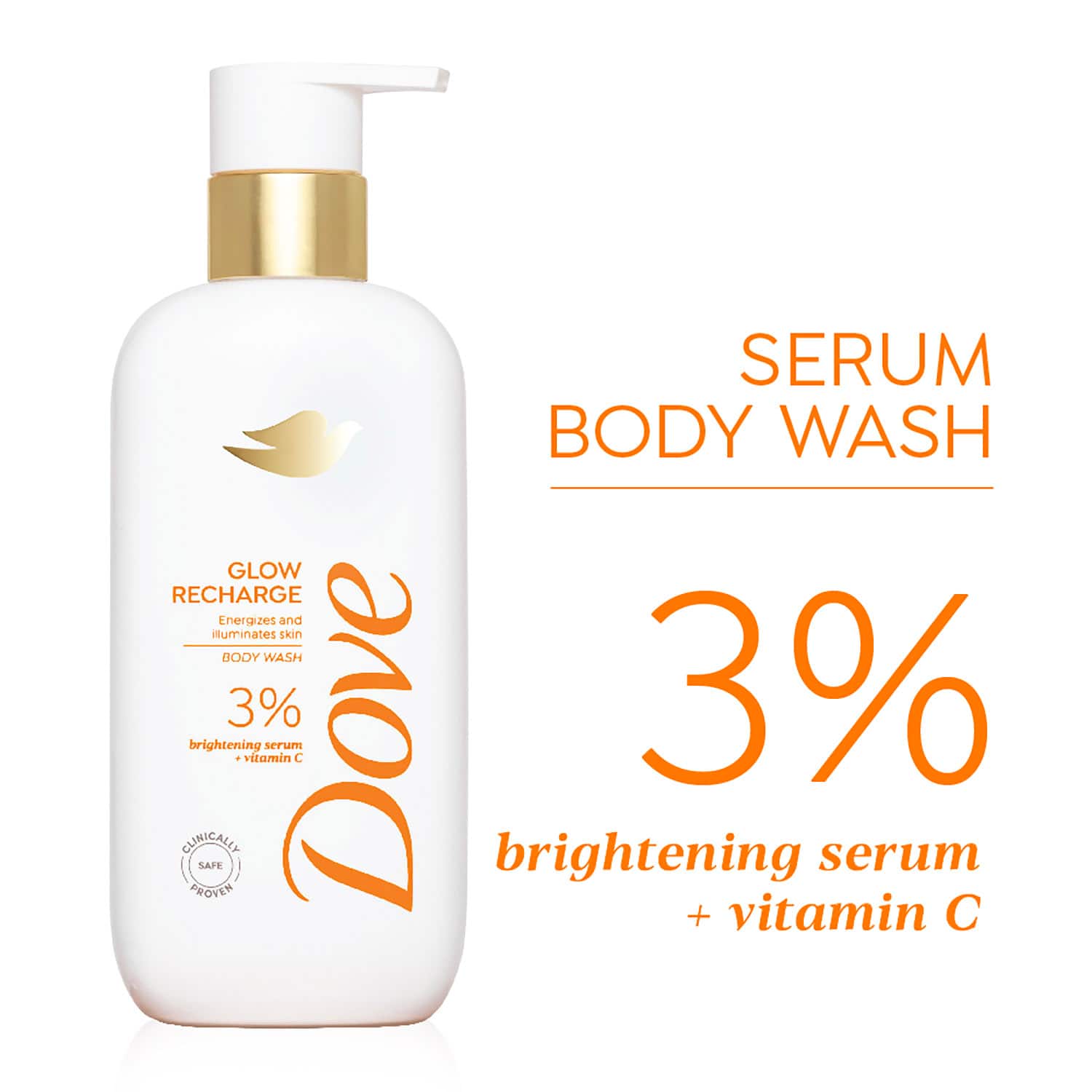 Dove | Dove 3% Brightening Serum + Vitamin C Glow Recharge Serum Body Wash (300 ml)
