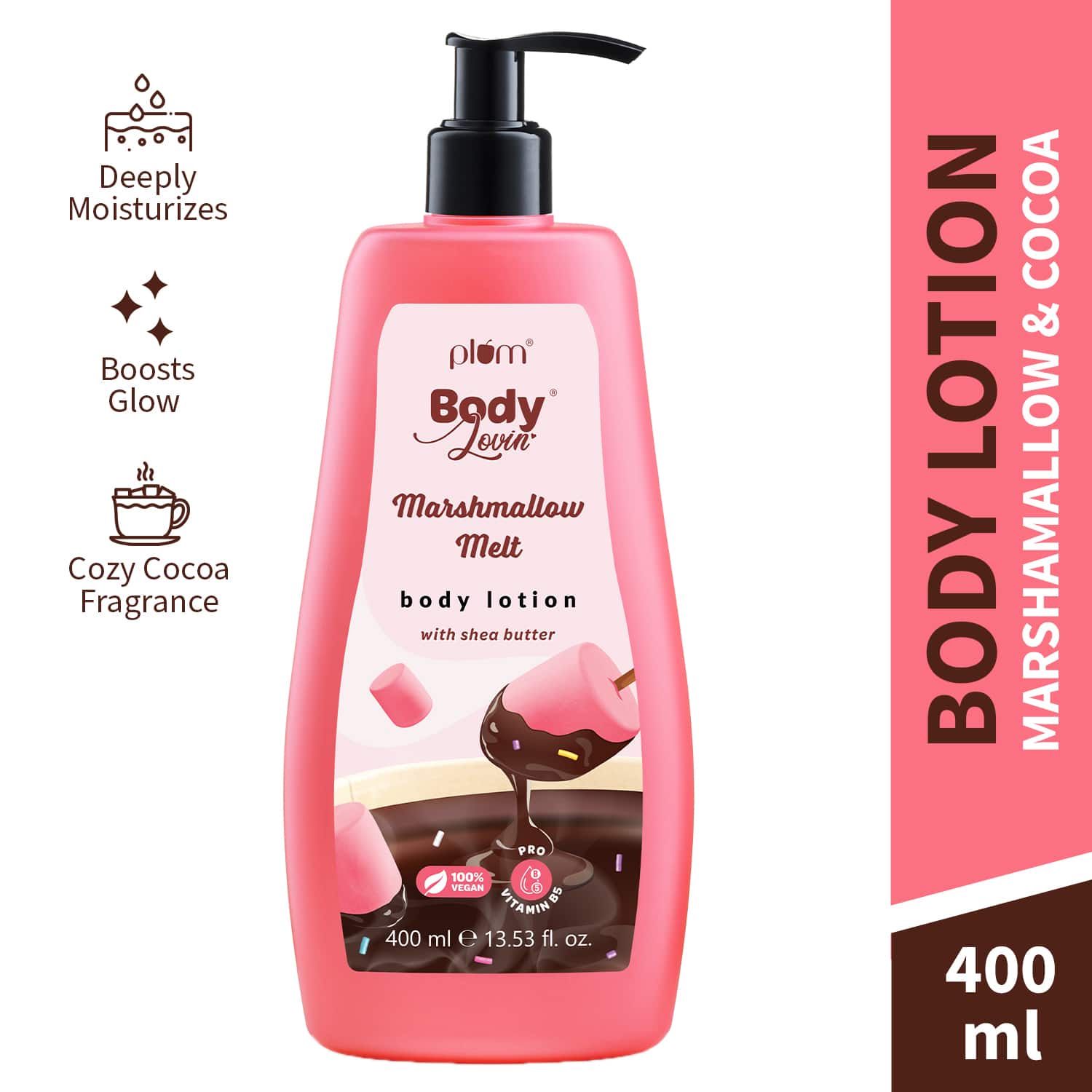 Plum | Plum Body lovin Marshmallow Melt Body Lotion with Shea Butter & Vitamin B5 Non Greasy (400 ml)