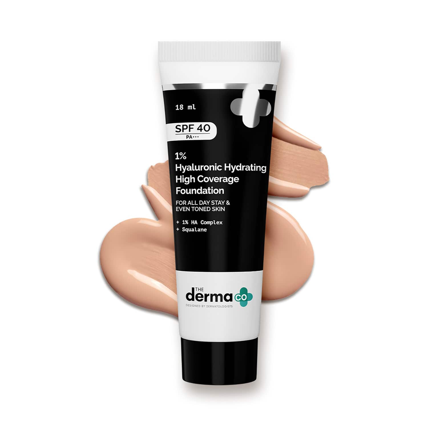 The Derma Co | The Derma Co 1% Hyaluronic Hydrating  High Coverage Foundation SPF 40 PA+++ - Ivory Shade (18 ml)