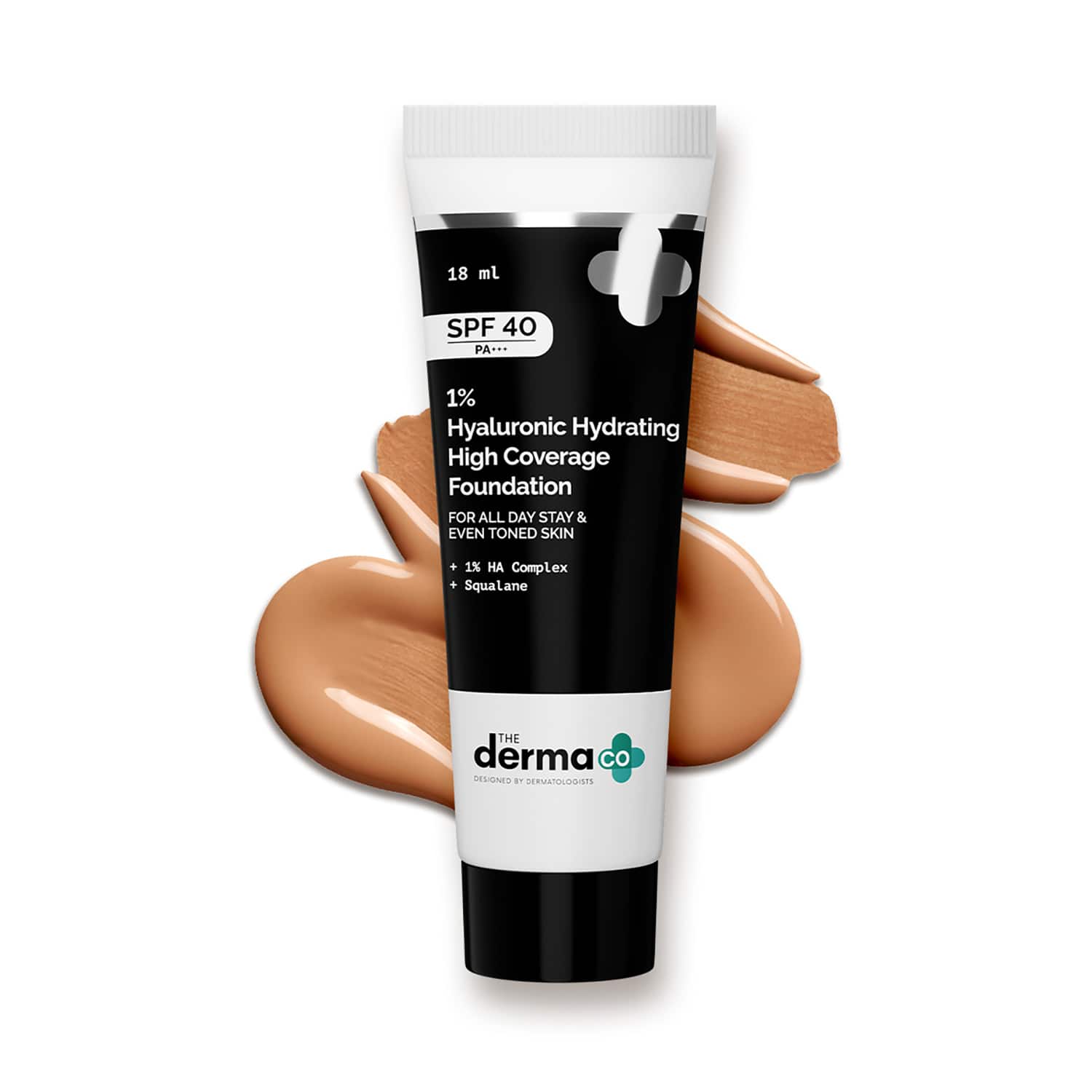 The Derma Co | The Derma Co 1% Hyaluronic Hydrating  High Coverage Foundation With SPF 40 PA+++ - Beige (18 ml)