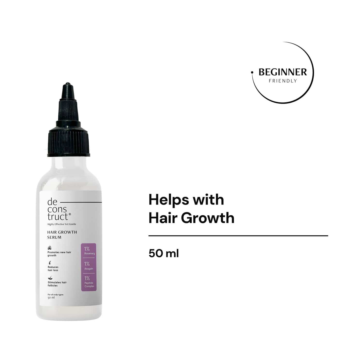 Deconstruct | Deconstruct Hair Growth Serum 1% Rosemary + 1% Anagain + 1% Peptides Complex (50 ml)