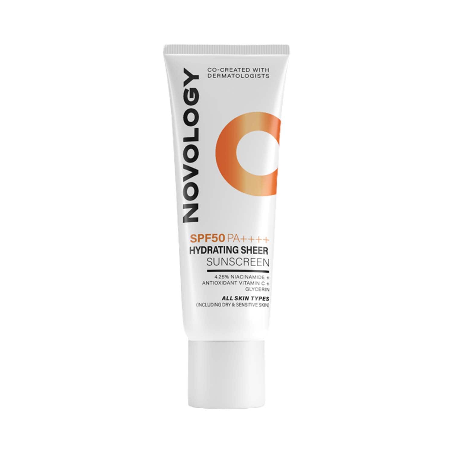 Novology | Novology SPF 50 PA++++ Hydrating Sheer Sunscreen No White Caste Broad Spectrum Protection (50 g)