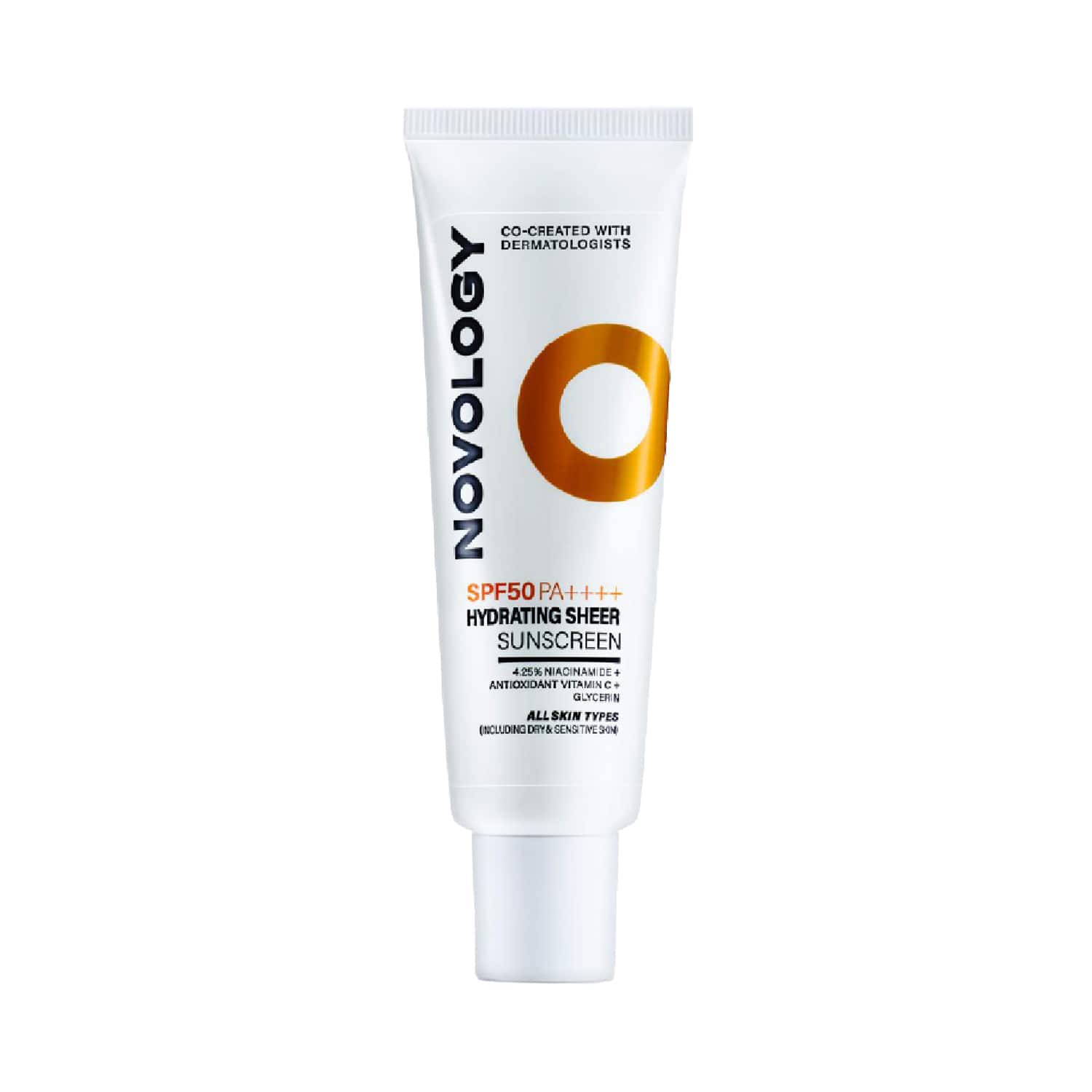 Novology | Novology SPF 50 PA++++ Hydrating Sheer Sunscreen No White Cast Broad Spectrum Protection (50 g)