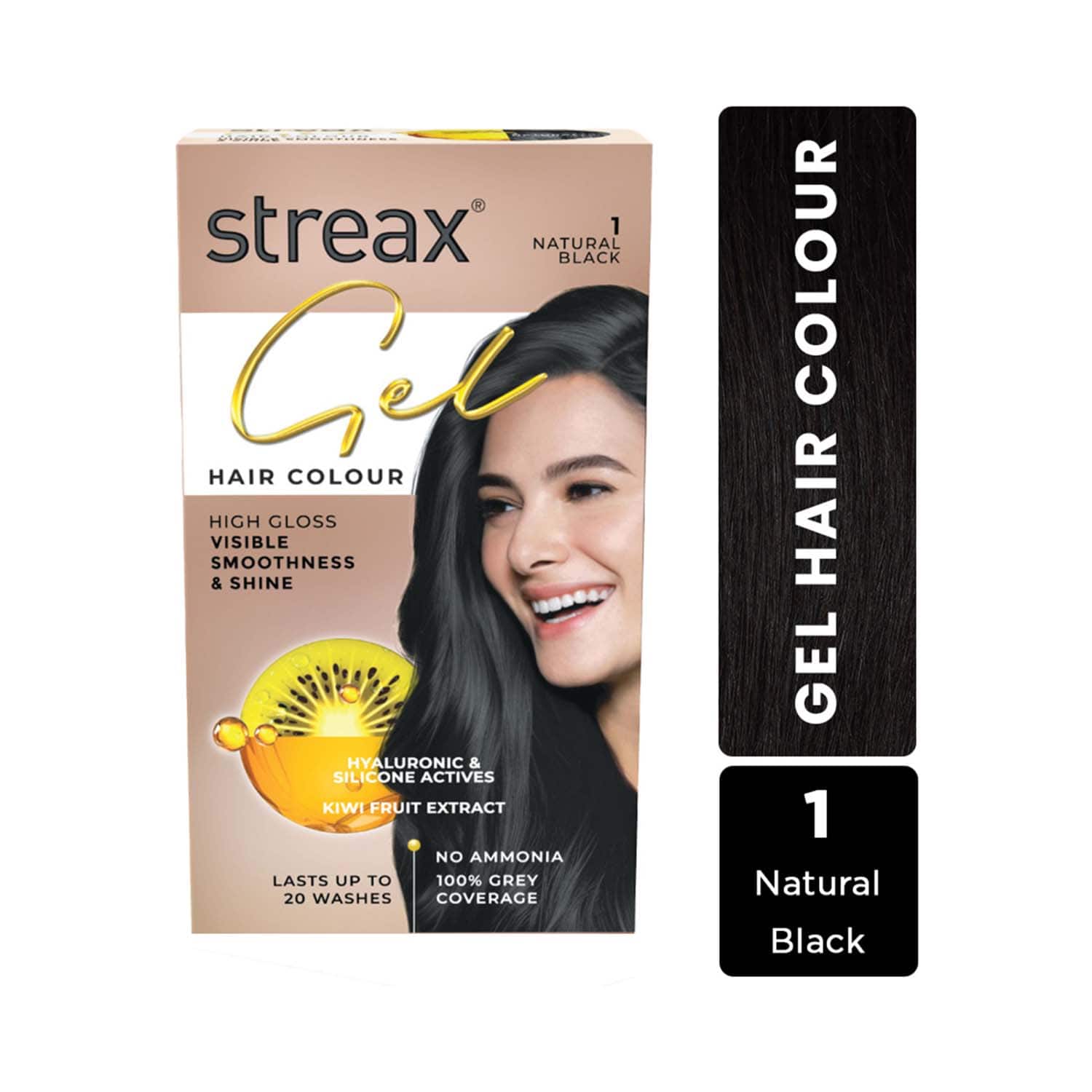 Streax | Streax Gel Hair Color for Women - Natural Black 1 (150 ml)