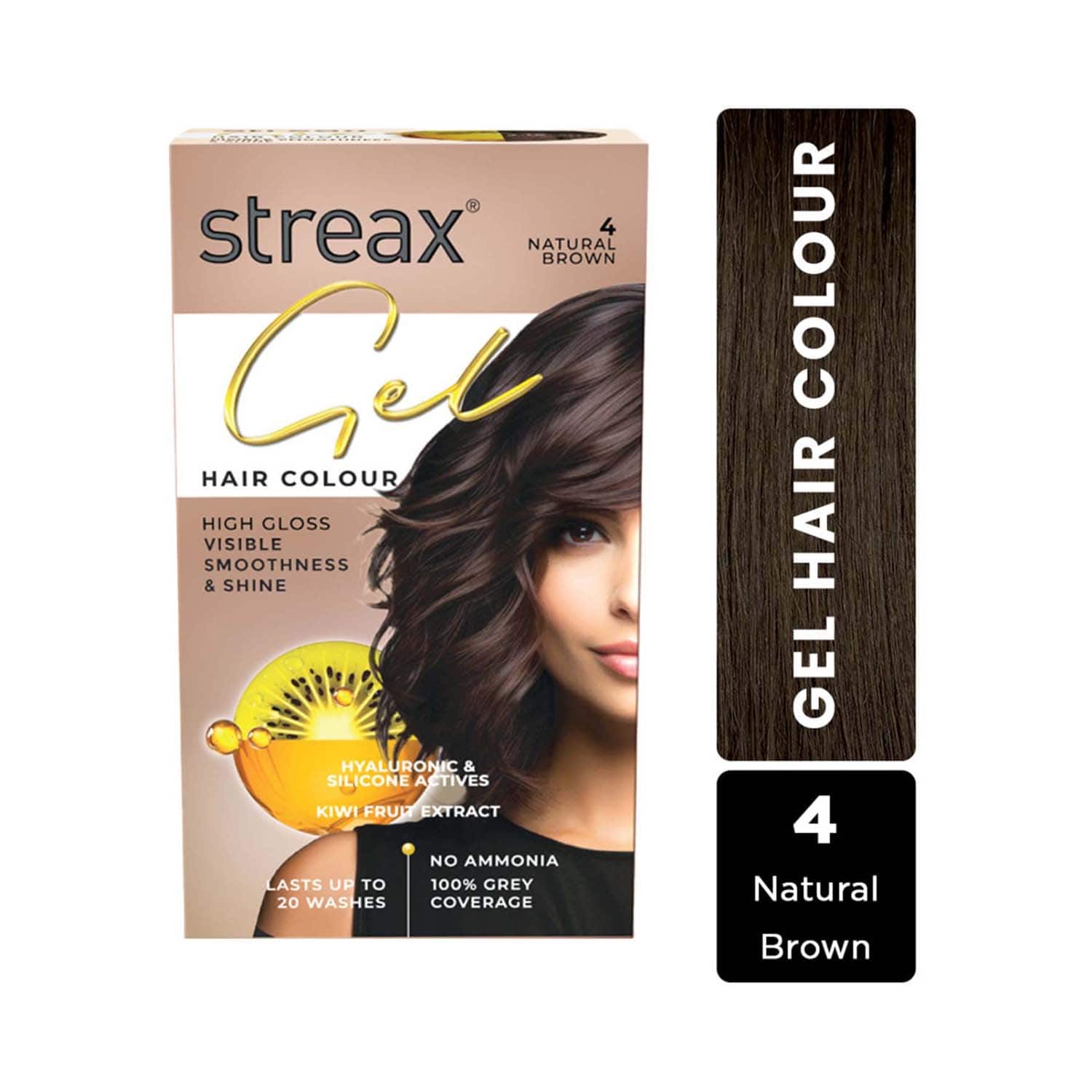 Streax | Streax Gel Hair Color for Women - Natural Brown 4 (150 ml)