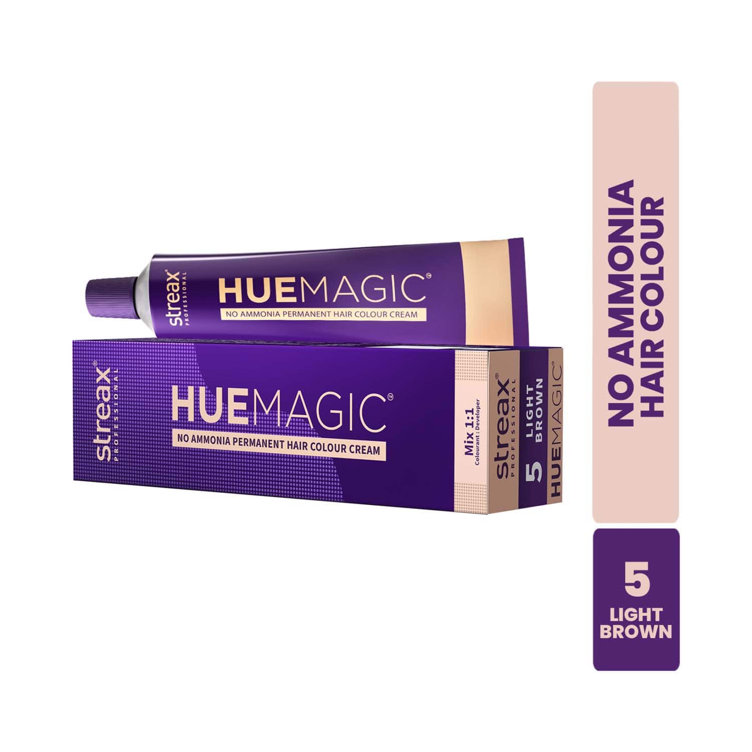 Streax Professional | Streax Professional HueMagic Permanent Hair Color - Light Brown 5 (90 g)