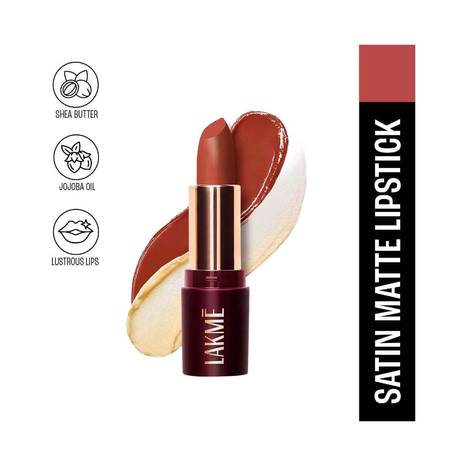Lakme | Lakme Ultimat Glam Satin Matte Lipstick - Nude Mocha-UN4 (4.3 g)