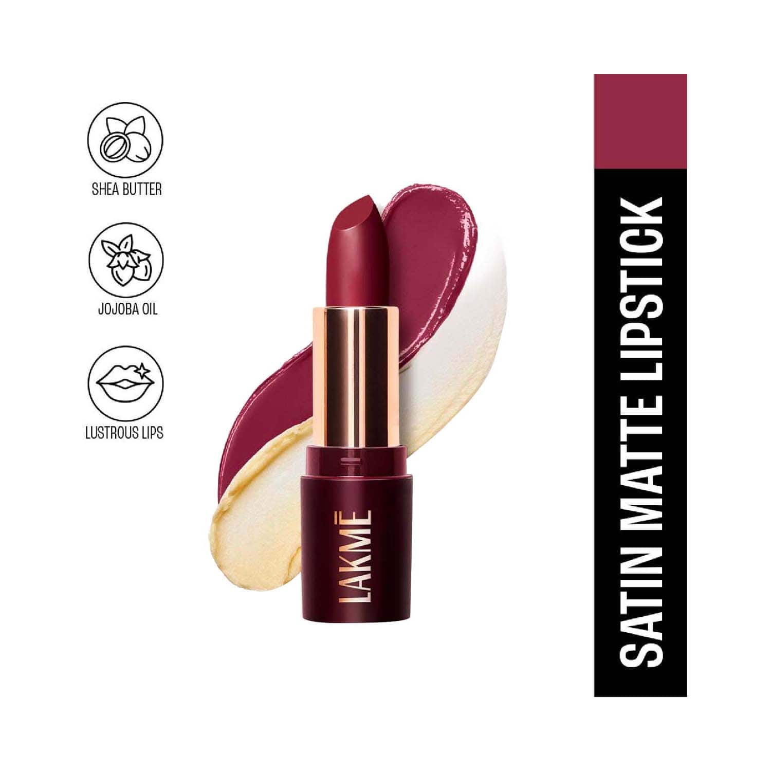 Lakme | Lakme Ultimat Glam Satin Matte Lipstick - Wine Velvet-UW2 (4.3 g)