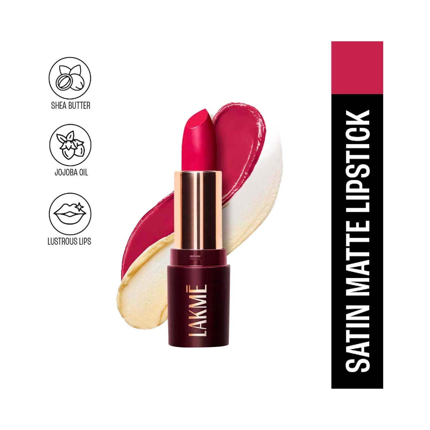 Lakme | Lakme Ultimat Glam Satin Matte Lipstick - Pink Bliss-UP1 (4.3 g)