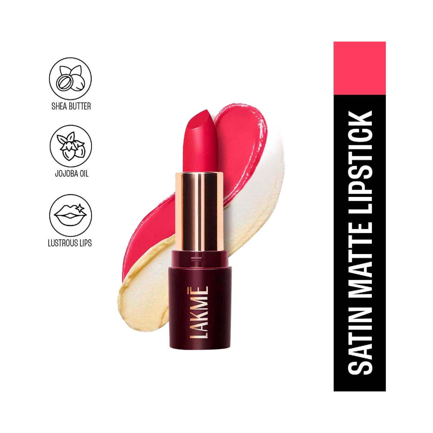 Lakme | Lakme Ultimat Glam Satin Matte Lipstick - Pink Pop-UP2 (4.3 g)