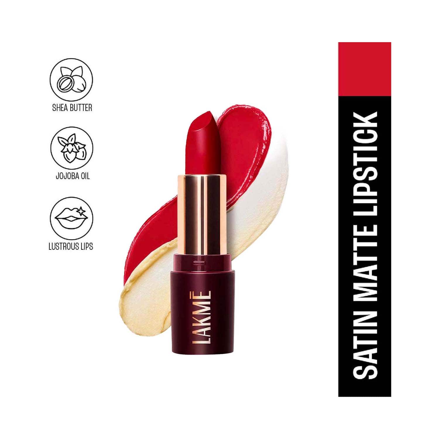 Lakme | Lakme Ultimat Glam Satin Matte Lipstick - Bold Red-UR1 (4.3 g)