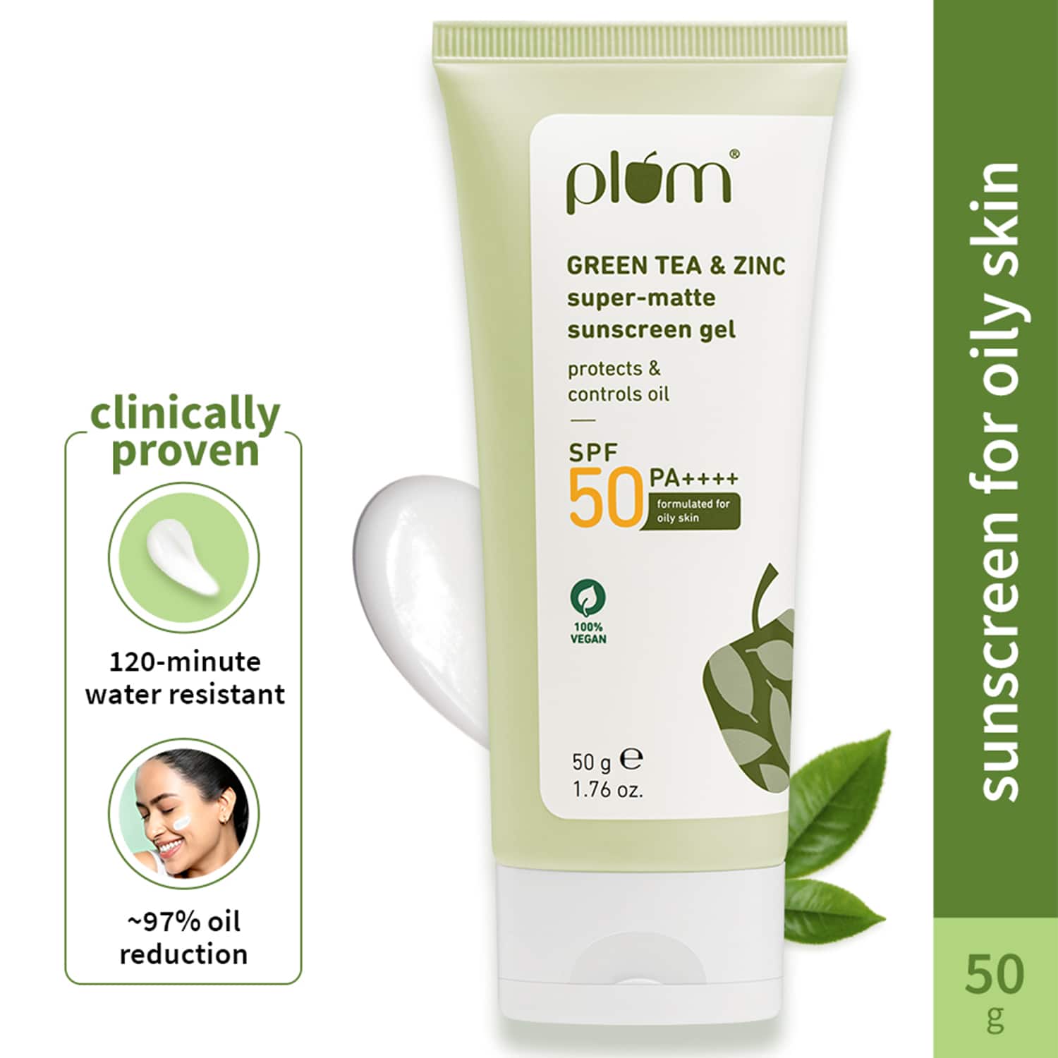 Plum | Plum Green Tea & Zinc Super-Matte Sunscreen Gel (50 g)