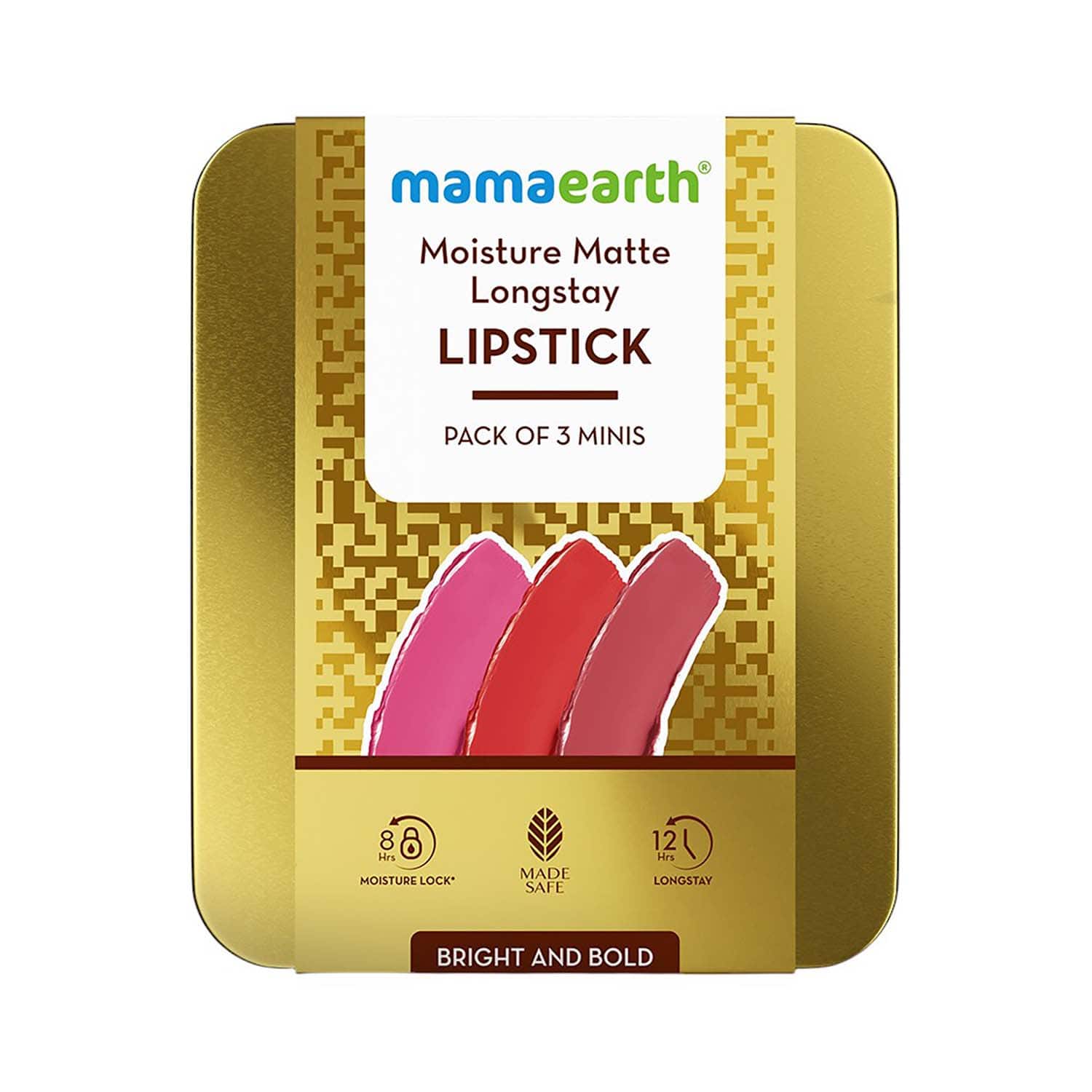 Mamaearth | Mamaearth Moisture Matte Long Stay Lipstick Gift Set - Bright and Bold (3 pcs)