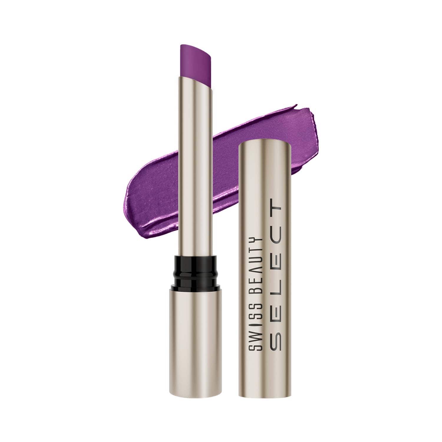 Swiss Beauty | Swiss Beauty Select High On Shine Creamy Lipstick Enriched with Vitamin E - Admirer Plum (1 g)