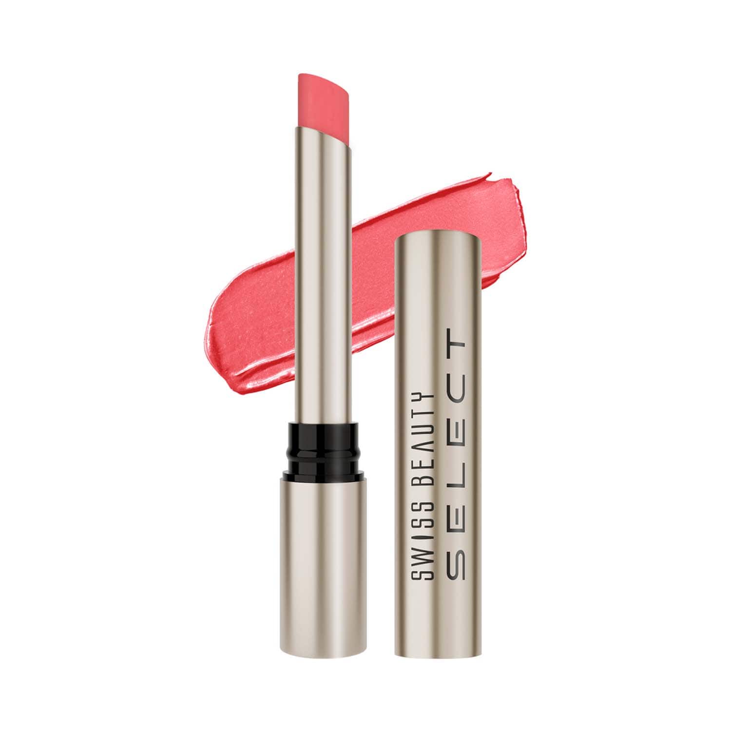 Swiss Beauty | Swiss Beauty Select High On Shine Creamy Lipstick Enriched with Vitamin E - Powerful Pink (1 g)