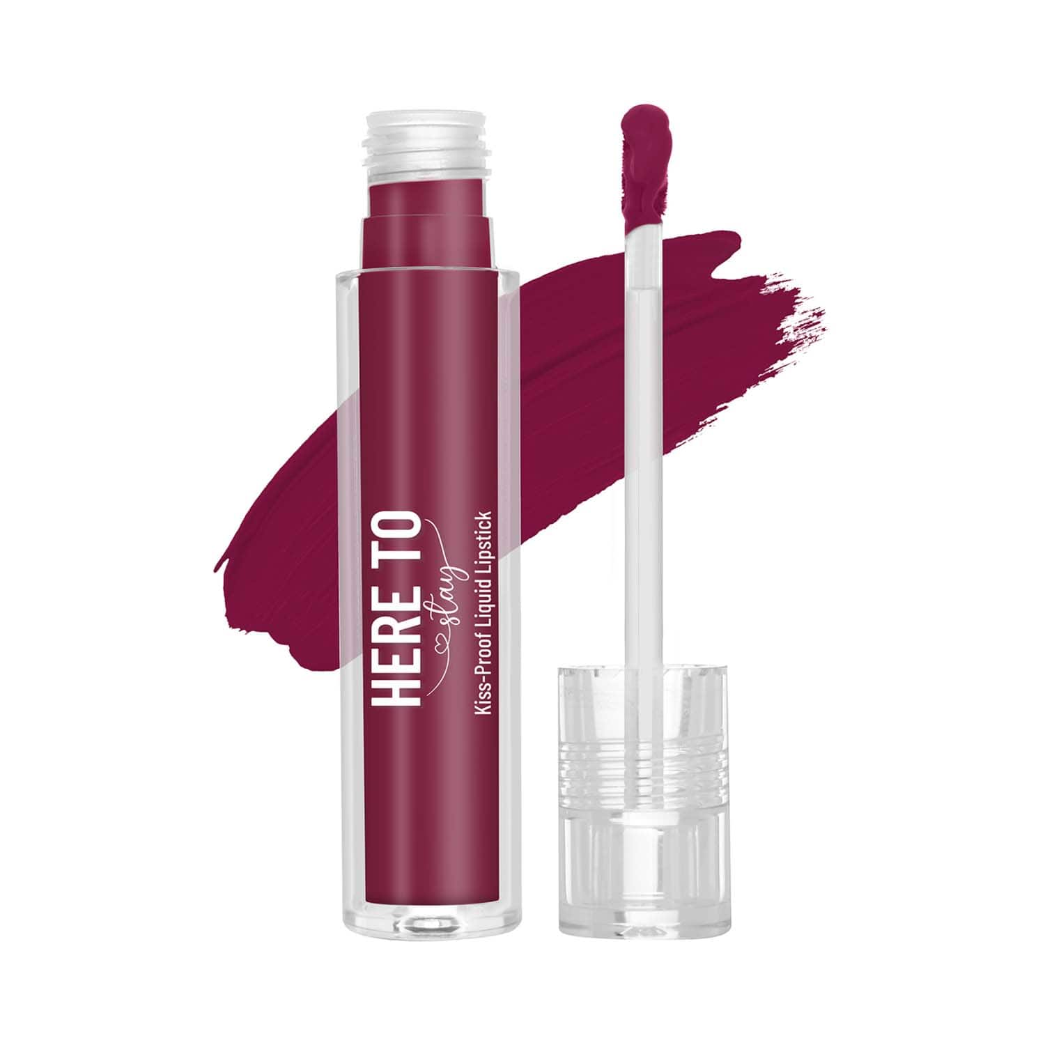 Swiss Beauty | Swiss Beauty Here To Stay Liquid Matte Lipstick with Kiss Proof Formula - ⁠Fine Wine (3 ml)
