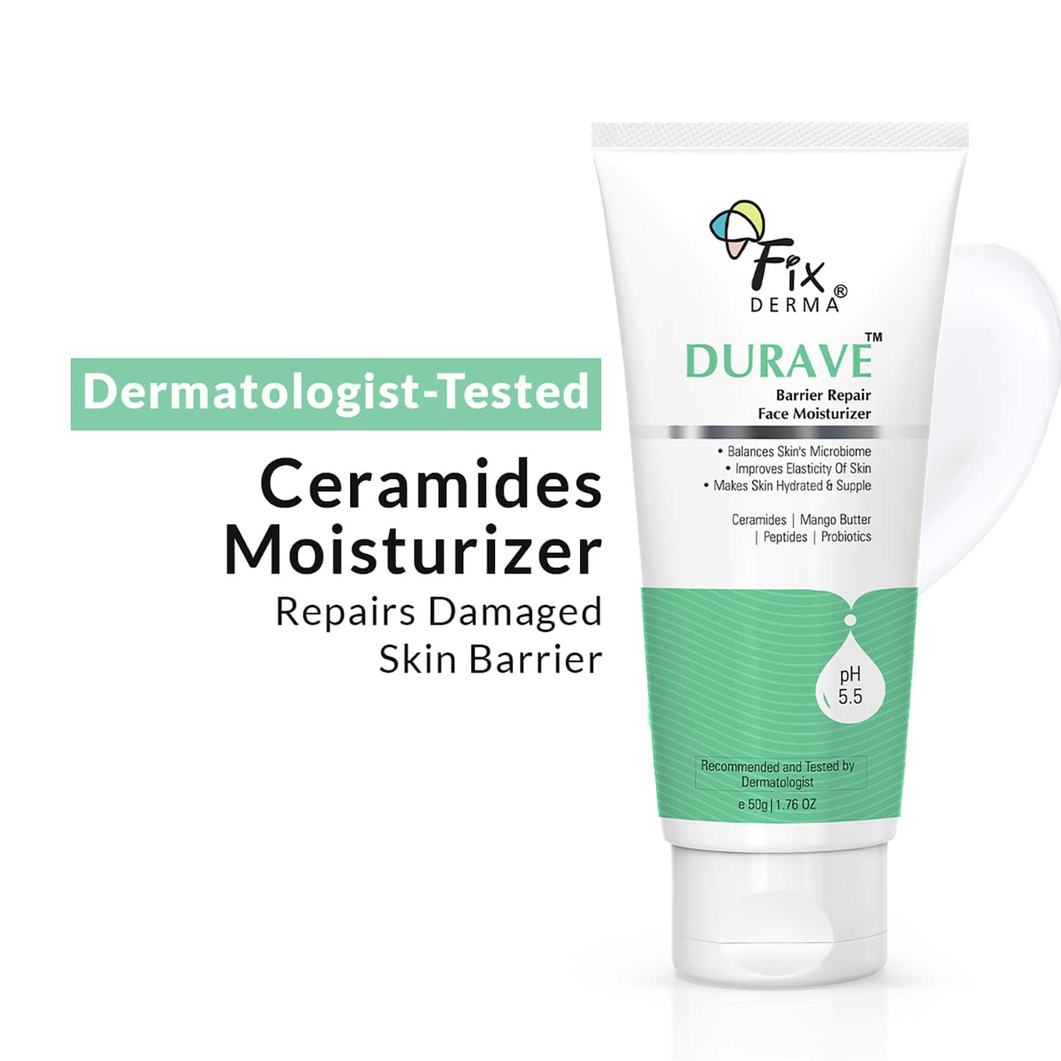Fixderma | Fixderma Durave Ceramide Moisturizer for Face with Peptide & Mango Butter,Moisturizer (50g)