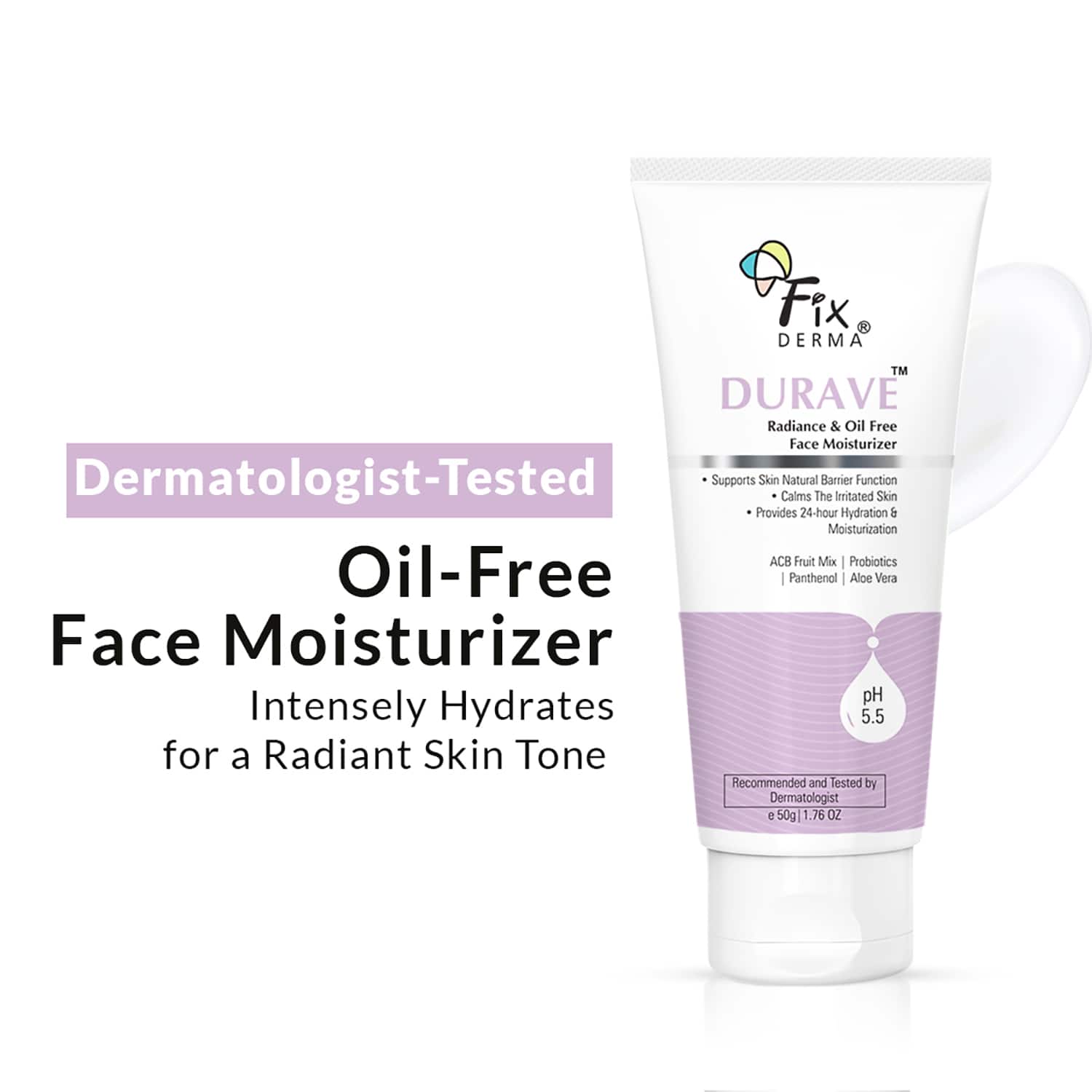 Fixderma | Fixderma Durave Radiance & Brightening Oil Free Face, Aloe Vera Face Moisturizer for All Skin Type (50g)