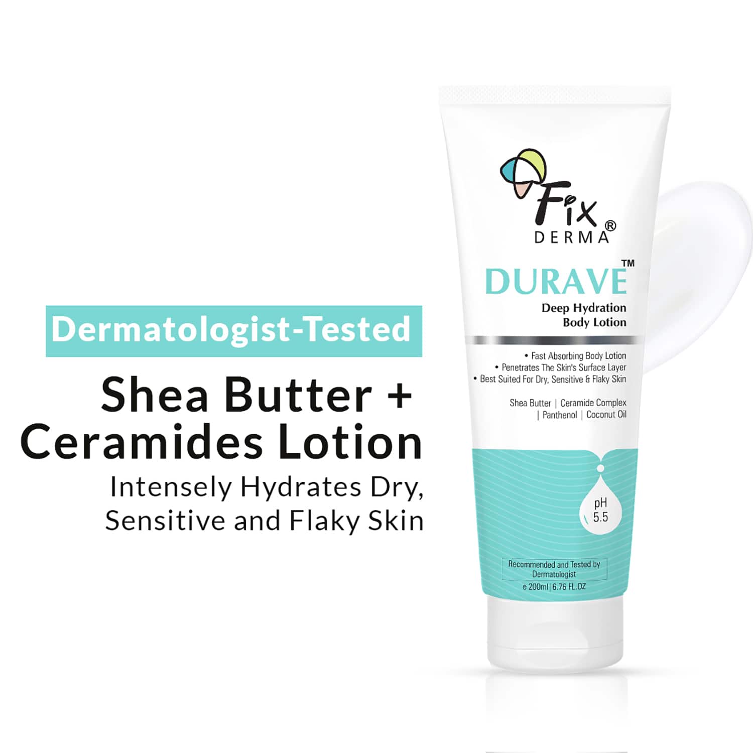 Fixderma | Fixderma Durave Deep Hydrating Body Lotion with Ceramide & Shea Butter, Moisturizer for Dry Skin (200ml)