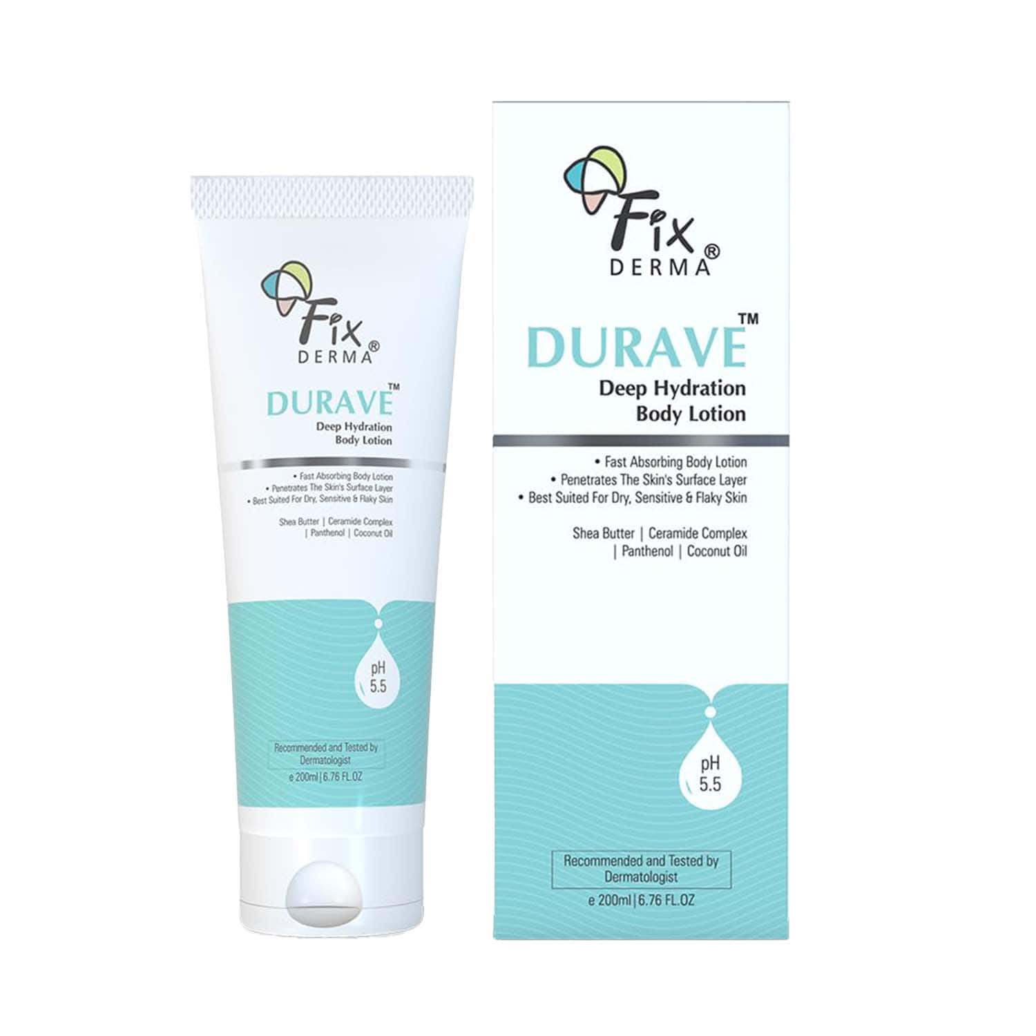 Fixderma | Fixderma Durave Deep Hydrating Body Lotion Ceramide & Shea Butter Moisturizer for Dry Skin (200 ml)