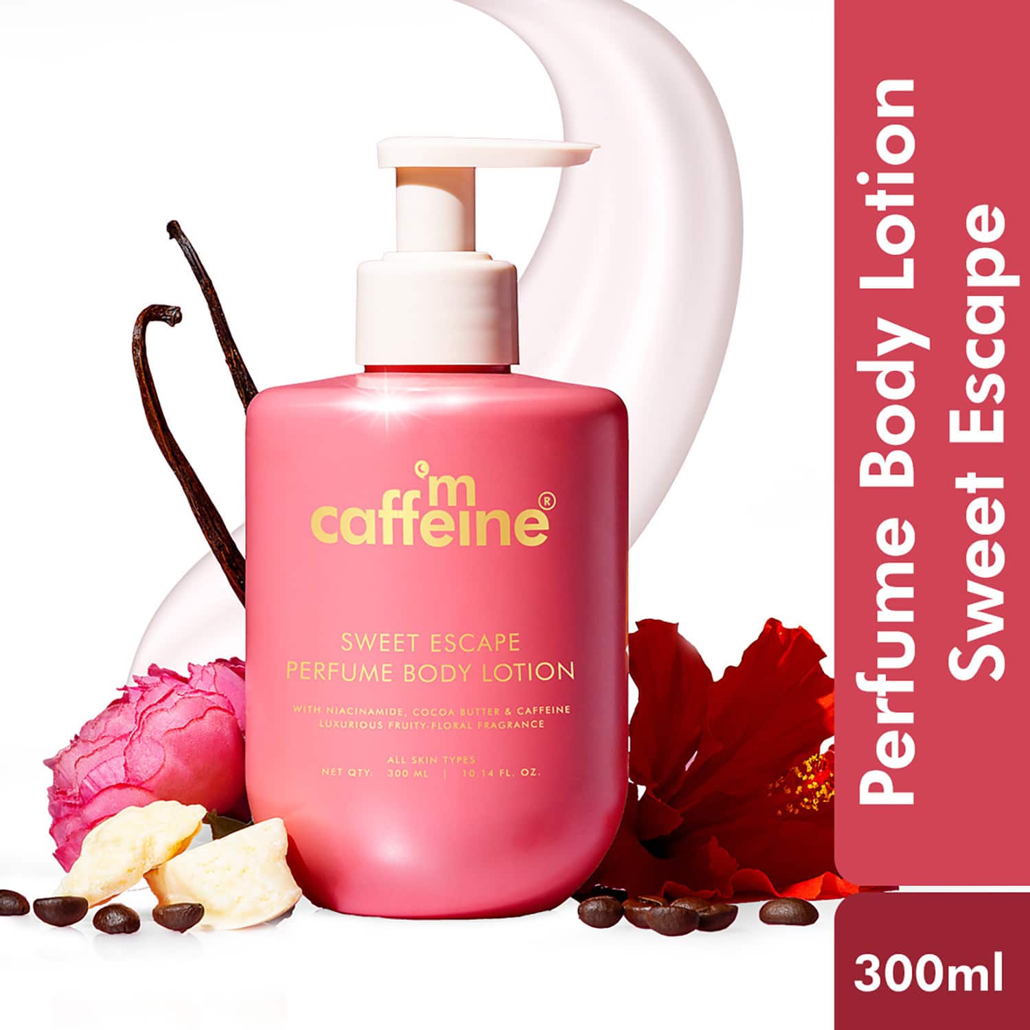 mCaffeine | mCaffeine Sweet Escape Perfume Body Lotion with Niacinamide, Cocoa Butter,Fruity-Floral Fragrance (300 ml)
