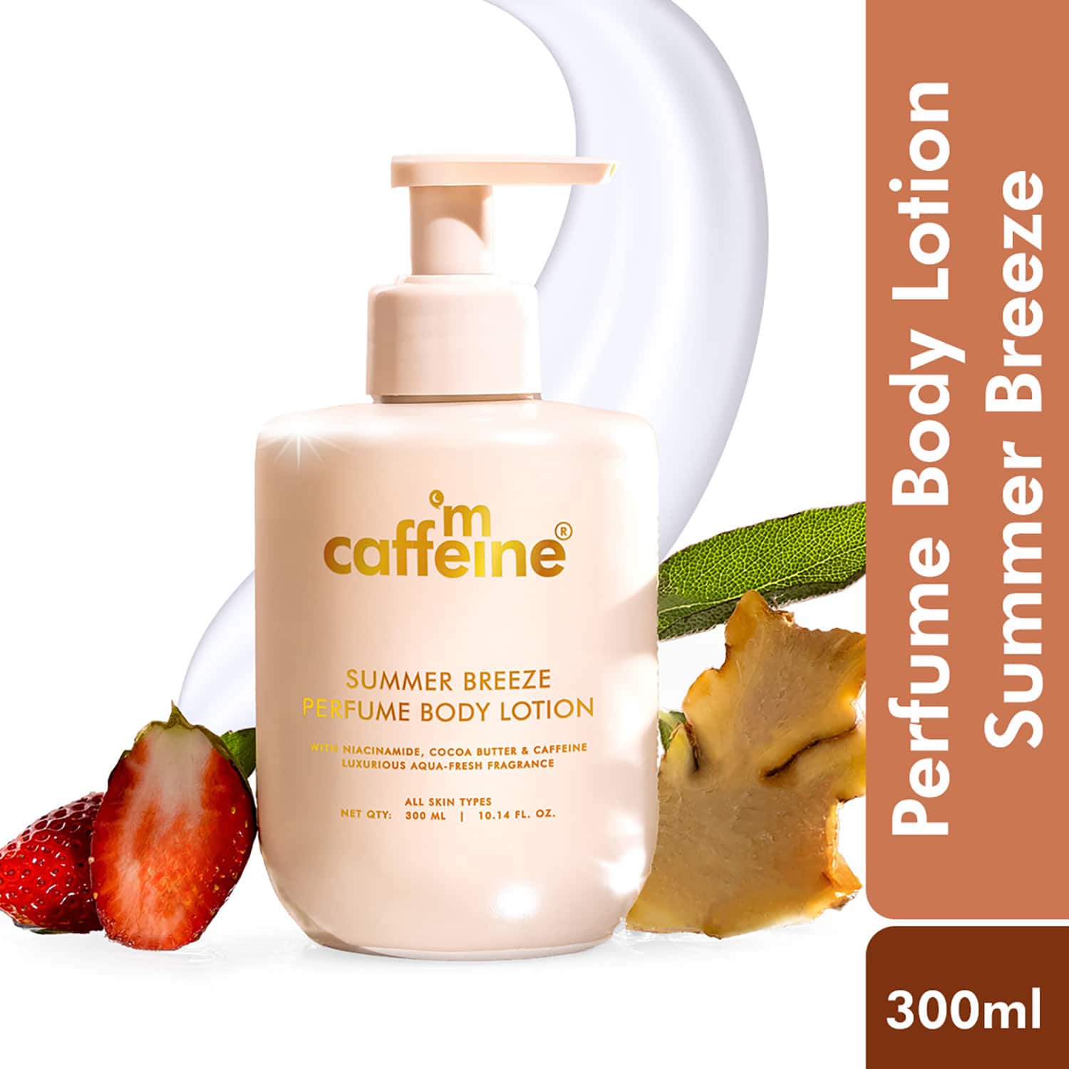 mCaffeine | mCaffeine Summer Breeze Perfume Body Lotion with Niacinamide,Cocoa Butter,Fresh Aquatic Fragrance (300 ml)