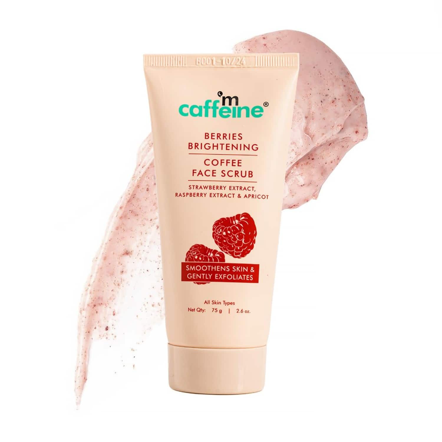 mCaffeine | mCaffeine Berries Brightening Coffee Face Scrub for Glow (75 g)