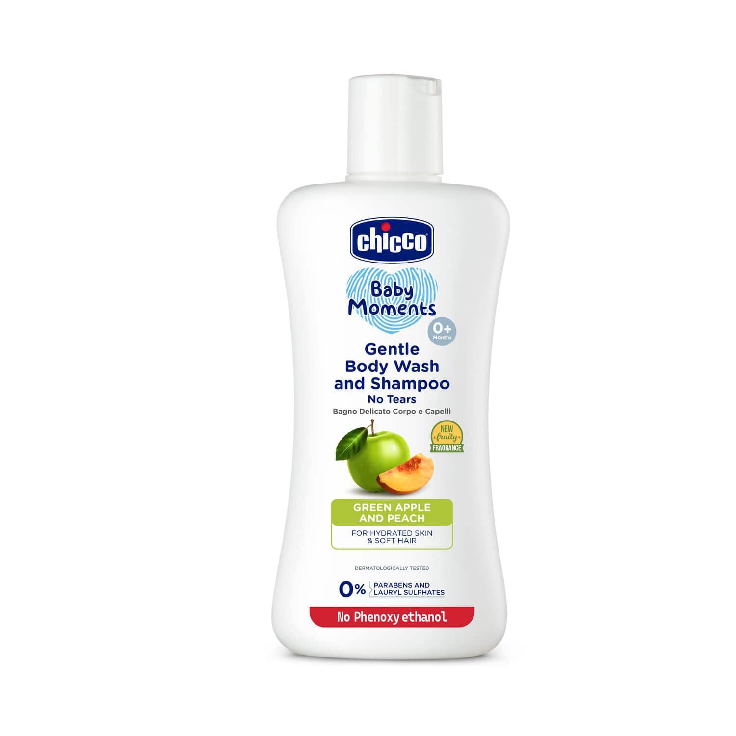 Chicco | Chicco Baby Moments Gentle Bodywash & Shampoo with Green Apple & Peach (200 ml)