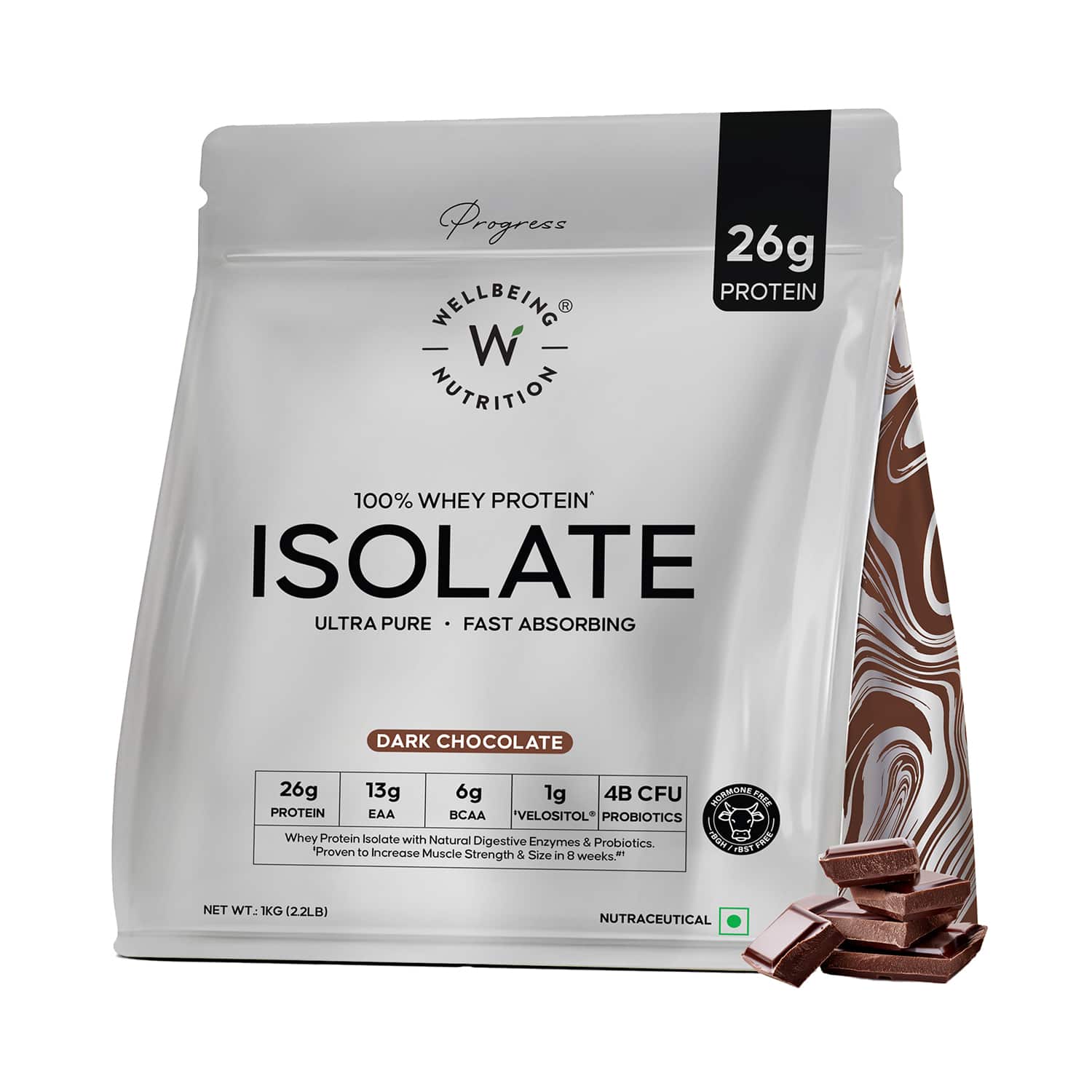 Wellbeing Nutrition | Wellbeing Nutrition 100% Whey Protein Isolate - Dark Chocolate (1 kg)