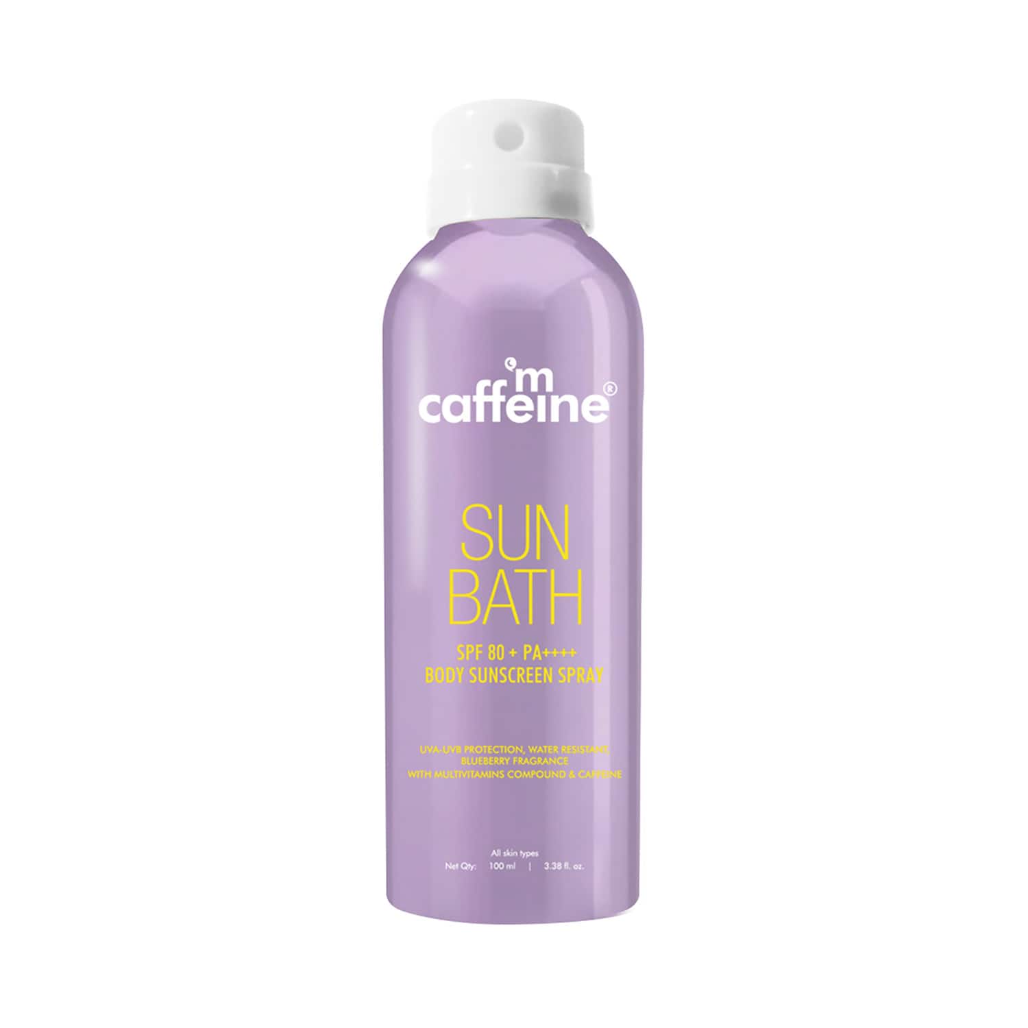 mCaffeine | mCaffeine Sun Bath SPF 80 + Pa++++ Body Sunscreen Spray (100 ml)