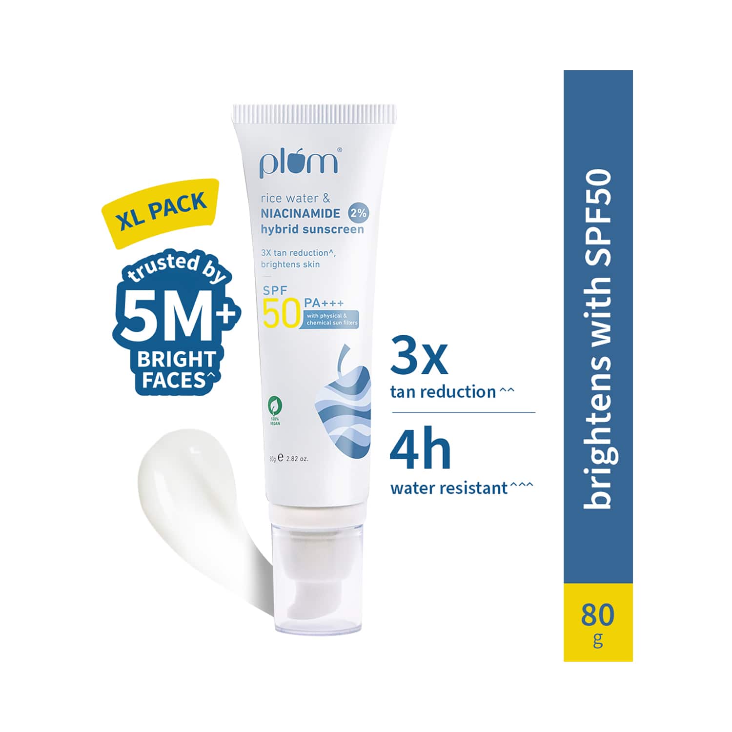 Plum | Plum 2% Niacinamide Sunscreen SPF 50 PA+++ With Rice Water (80 g)