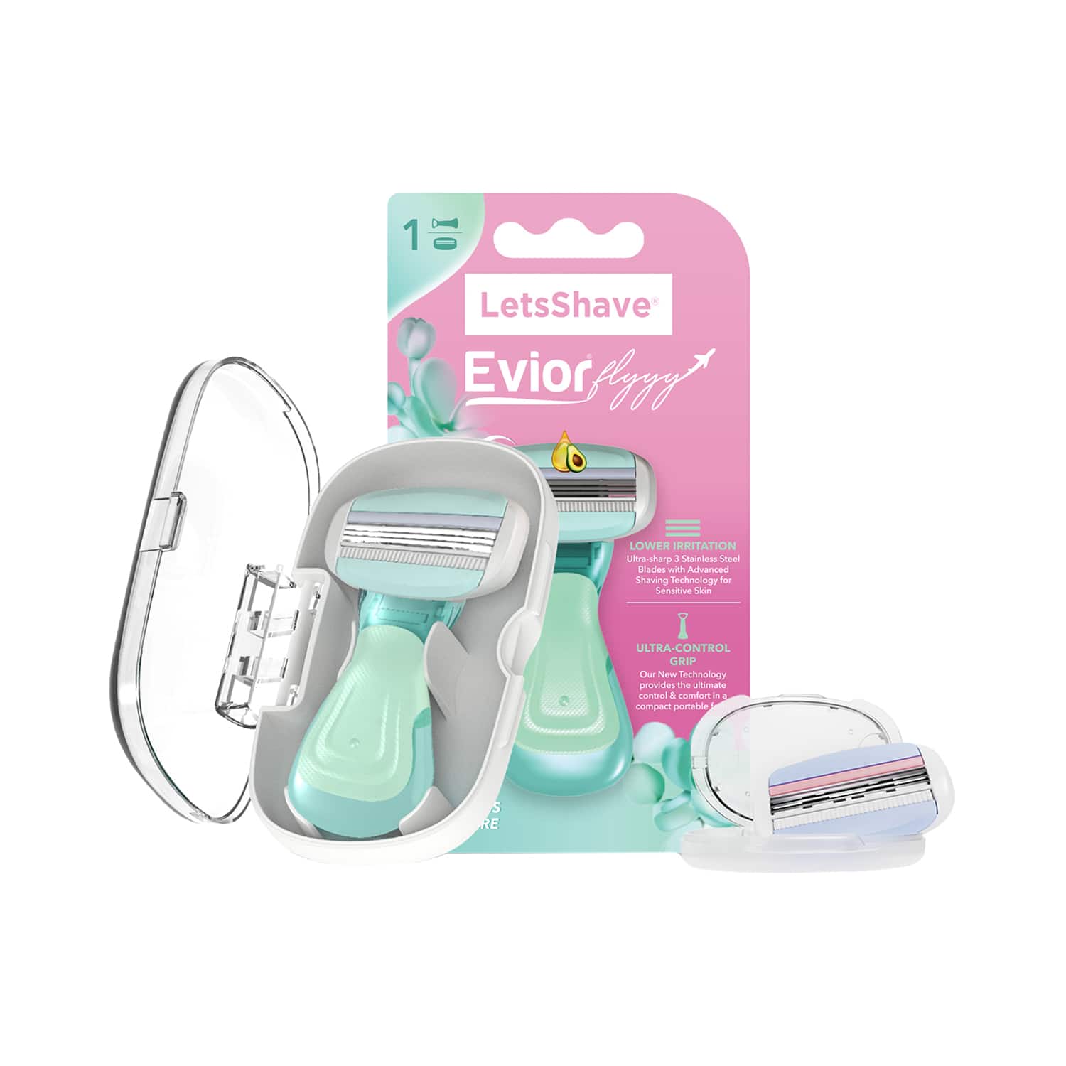 LetsShave | LetsShave Evior Flyyy System Compact Razor for Women with Extra Blade (2 pcs)
