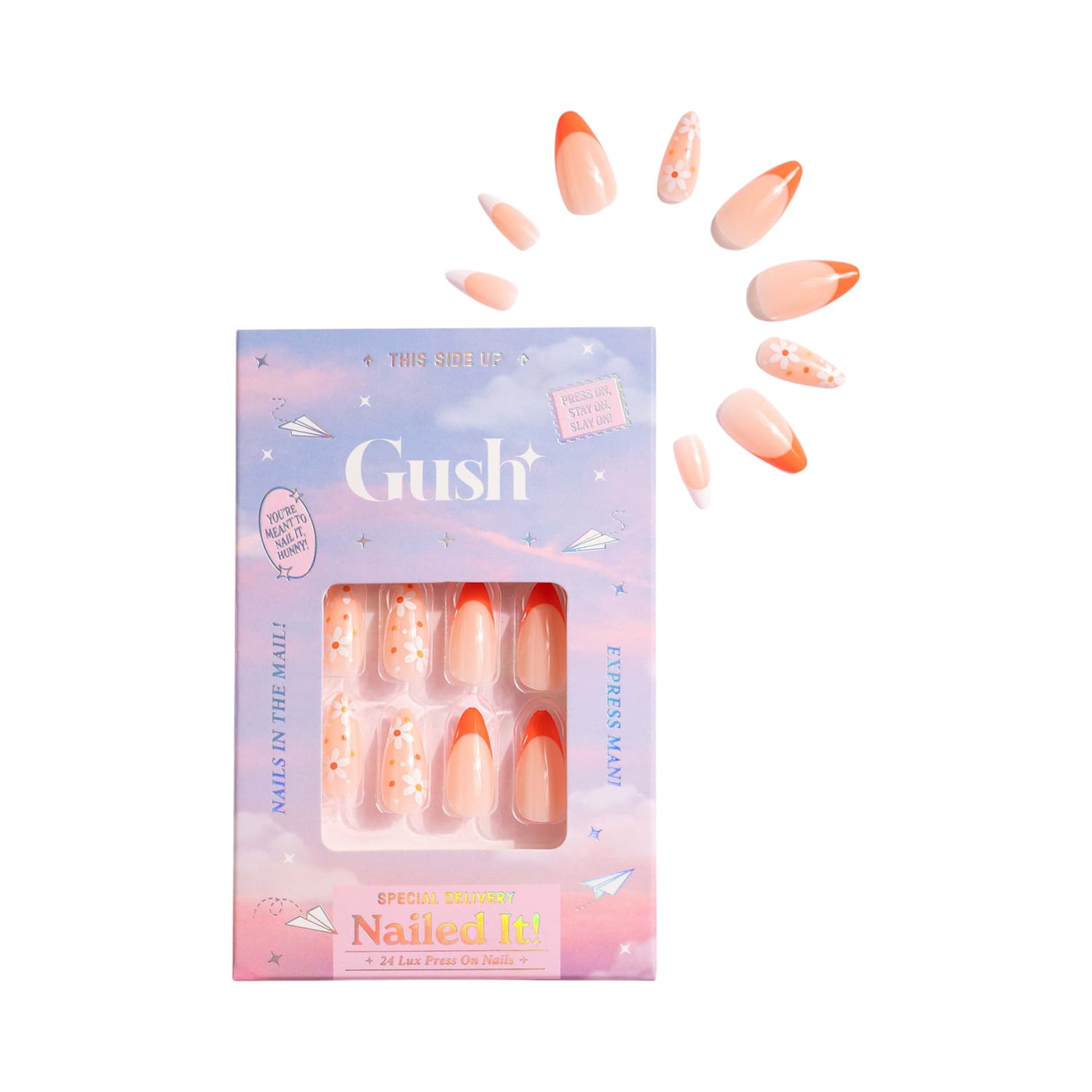 Gush Beauty | Gush Beauty Press On Nails - Spring Daisy Tips - Medium Almond (24 pcs)