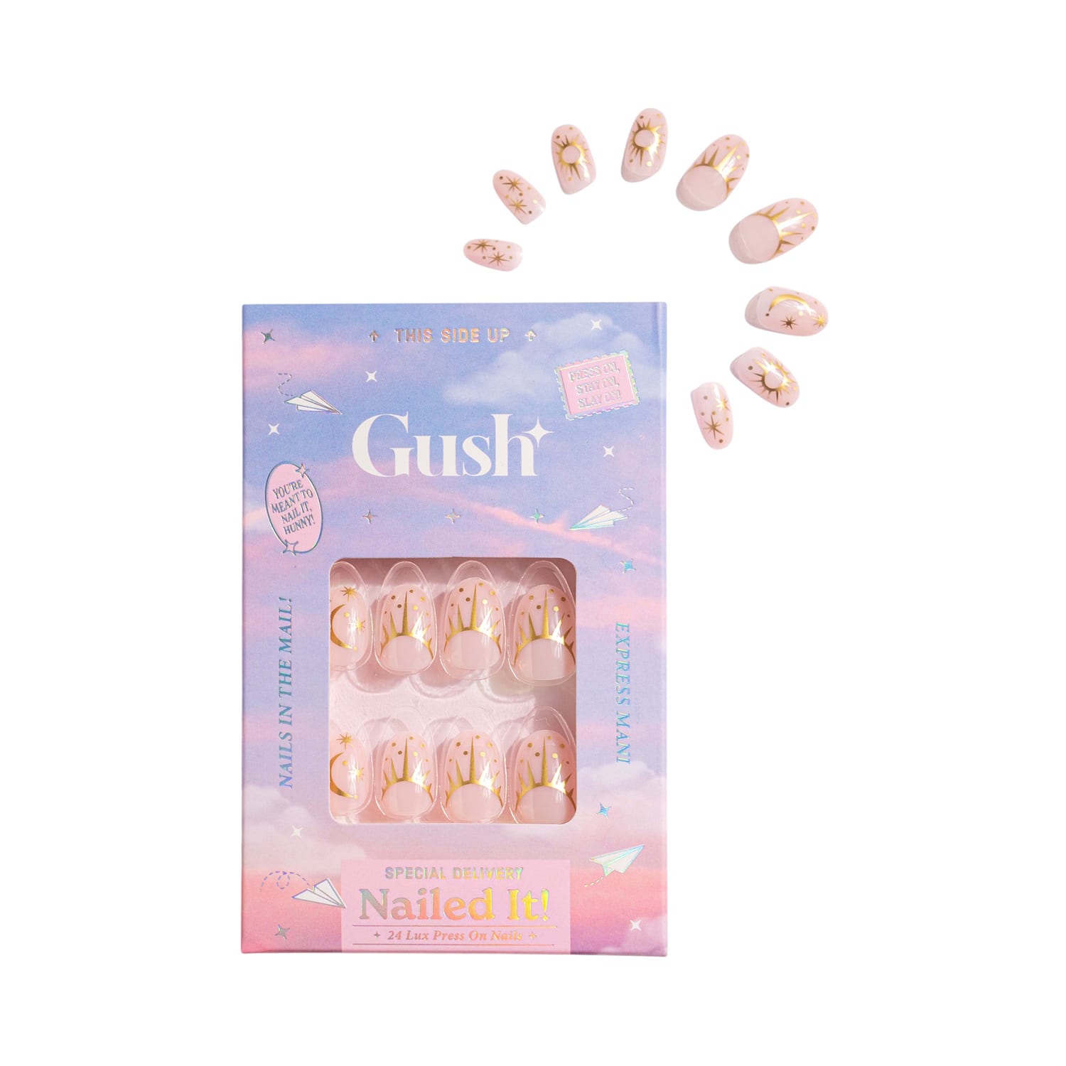 Gush Beauty | Gush Beauty Press On Nails - Celestial Gold - Short Round (24 pcs)