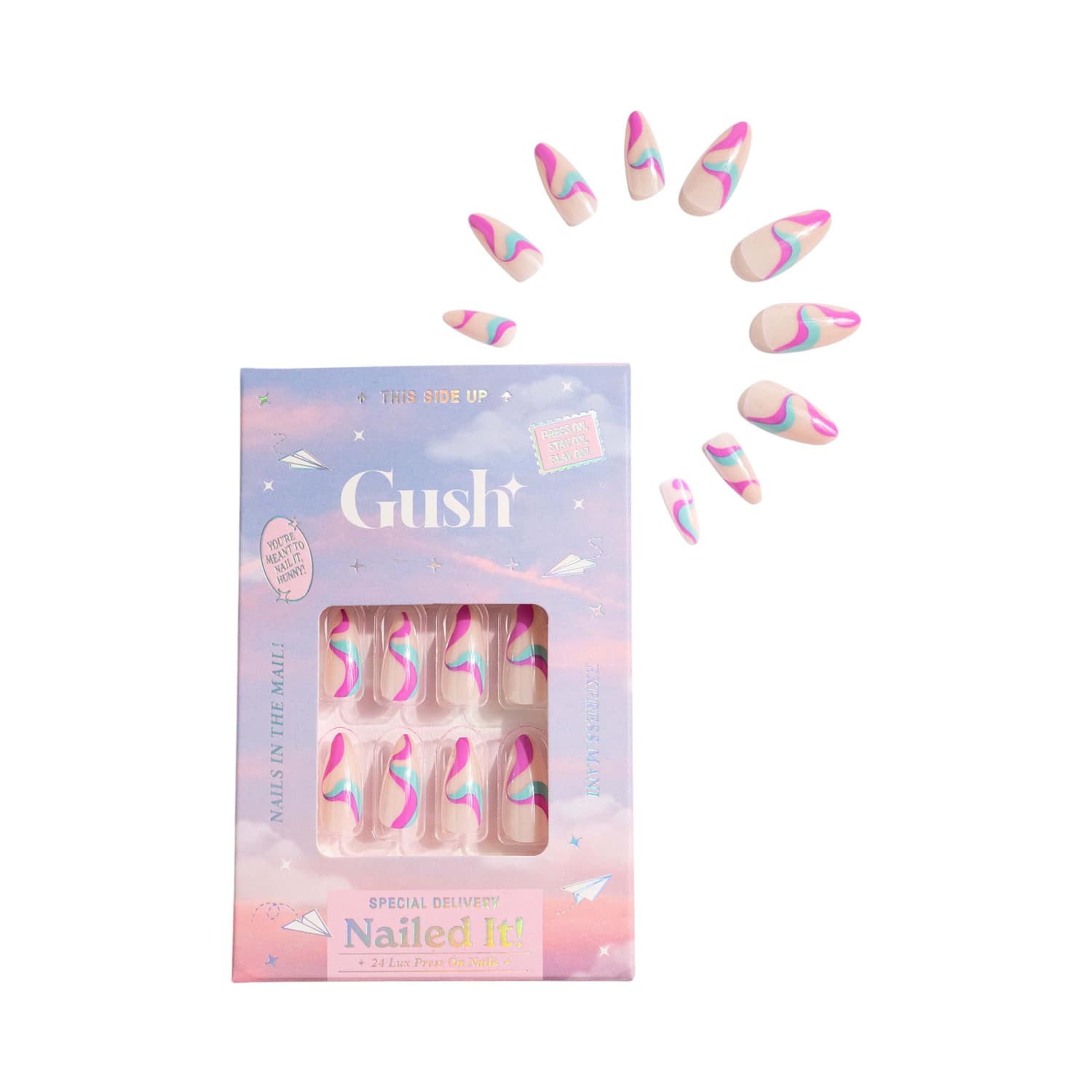Gush Beauty | Gush Beauty Press On Nails - Abstract Purple Swirl - Medium Round (24 pcs)