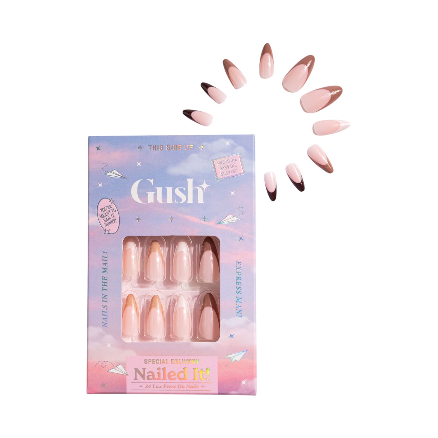 Gush Beauty | Gush Beauty  Press On Nails - Shades Of Brown - Medium Almond (24 pcs)