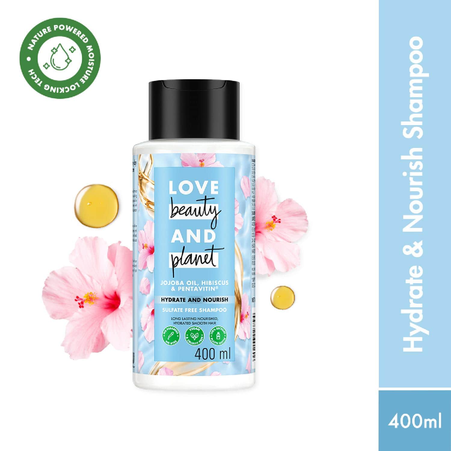 LOVE beauty AND planet | LOVE beauty AND planet Jojoba Oil, Hibiscus & Pentavitin Hydrate & Nourish Shampoo (400 ml)
