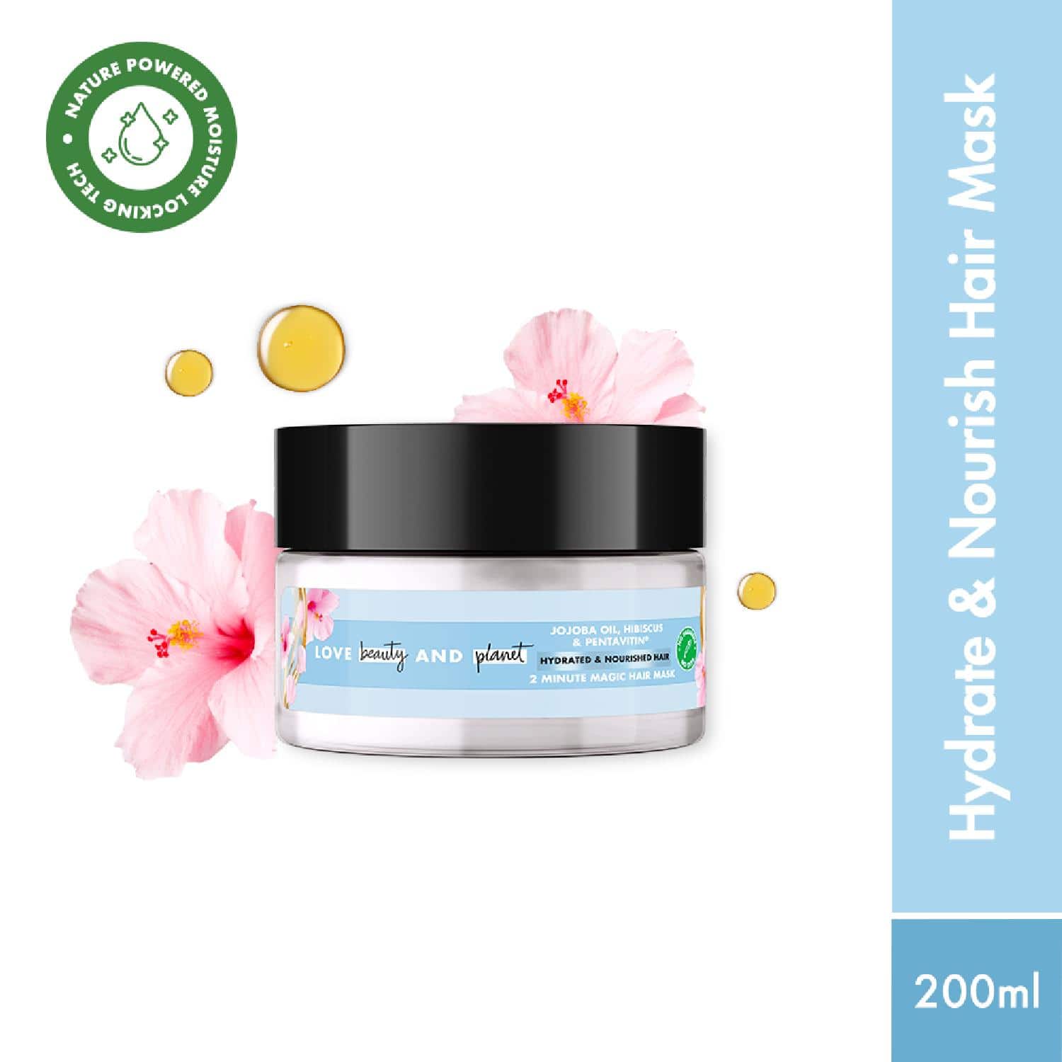 LOVE beauty AND planet | LOVE beauty AND planet Jojoba Oil, Hibiscus & Pentavitin Hydrate & Nourish Hair Mask (200 ml)